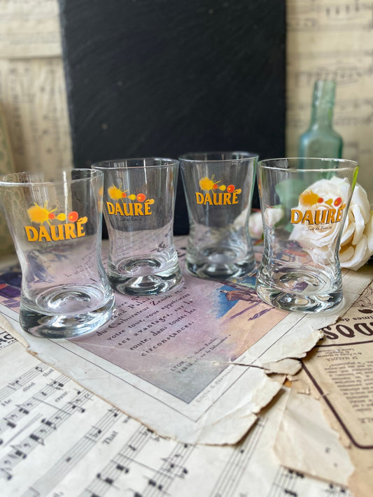 Vintage Set of Four French Aperitif Glasses Branded Duare Sud De France