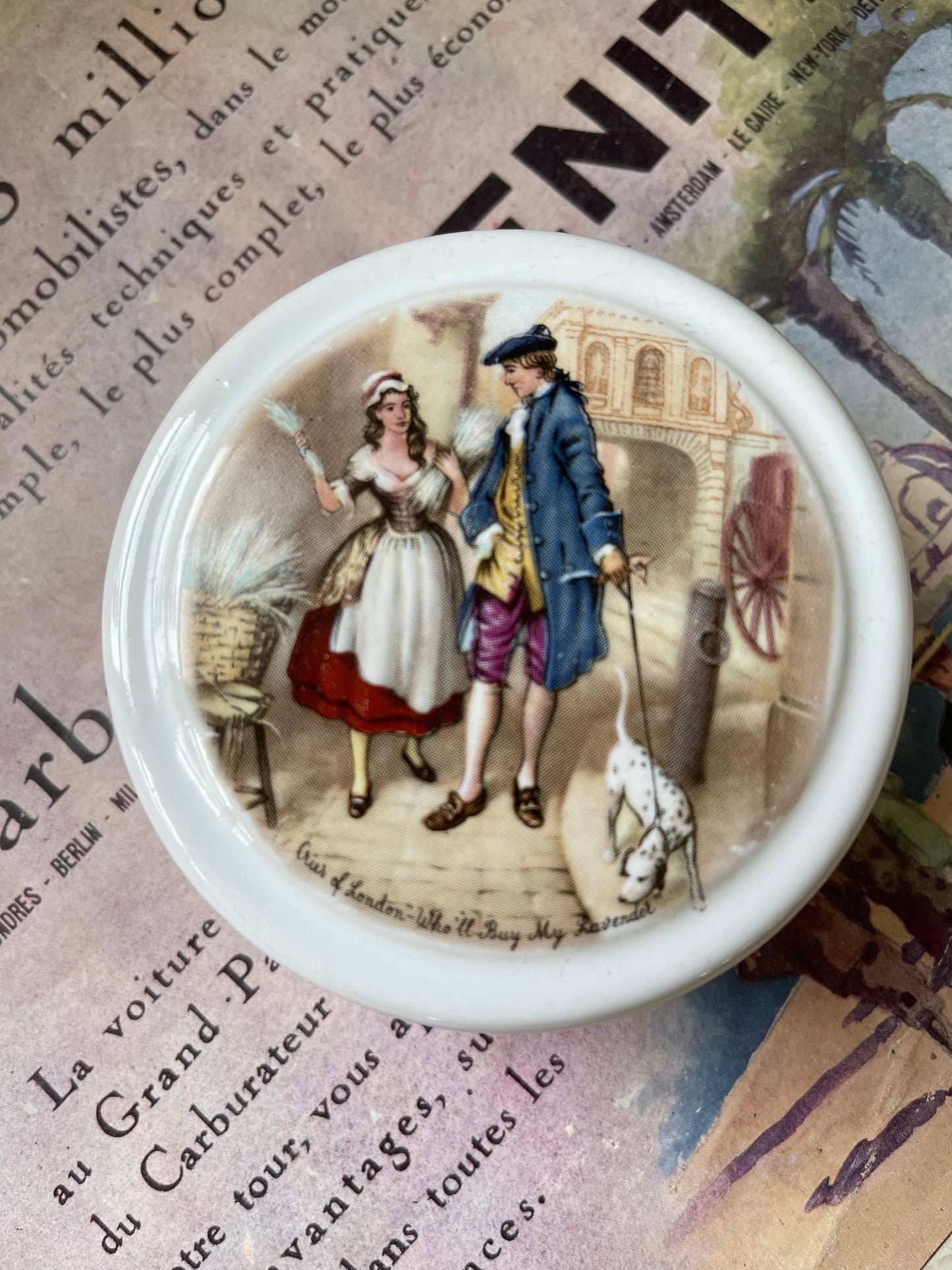 Vintage Ceramic Patum Peperium Pot with Lid / English White Ironstone / Cries of London / Collectible / Elsenham Gentleman's Relish