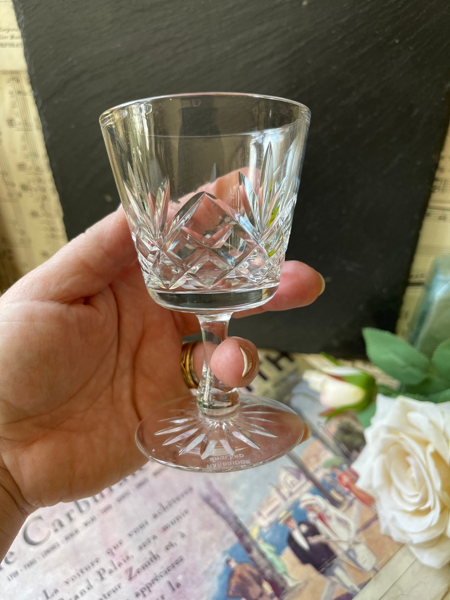 1930s Harbridge Single Lead Crystal Wine Glass