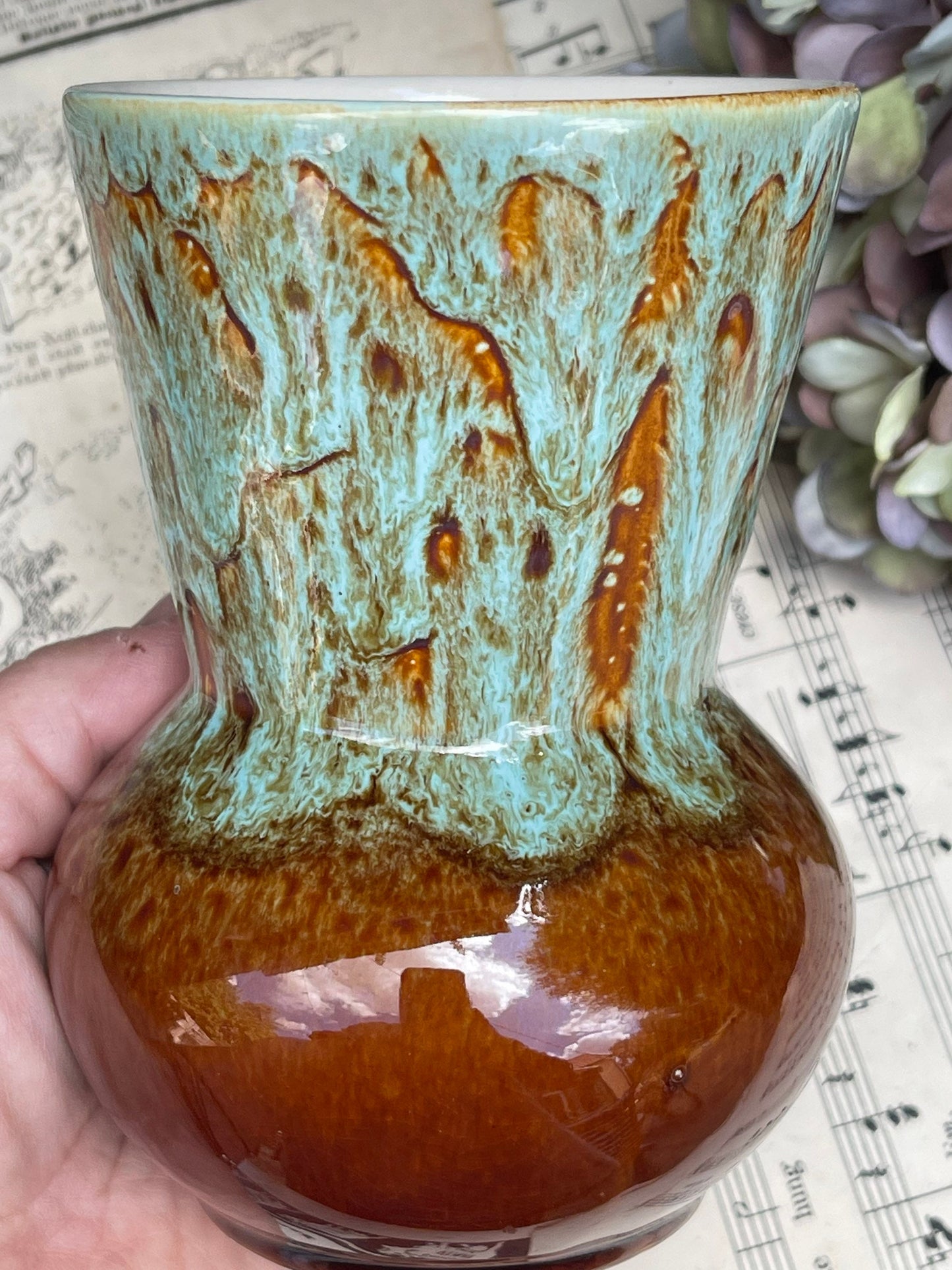 New Devon Brown and Green Glaze Vase