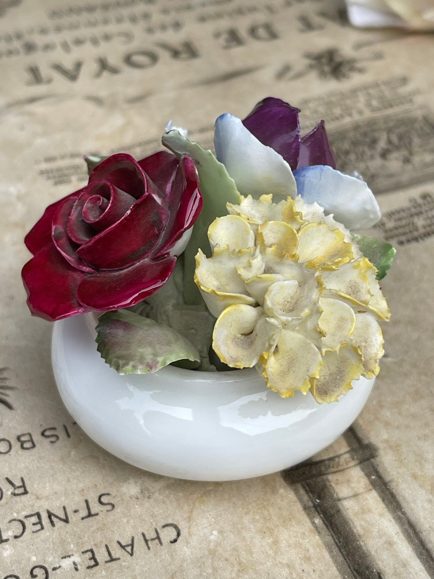 Small Floral Bone China Posy Vase by Royal Adderley