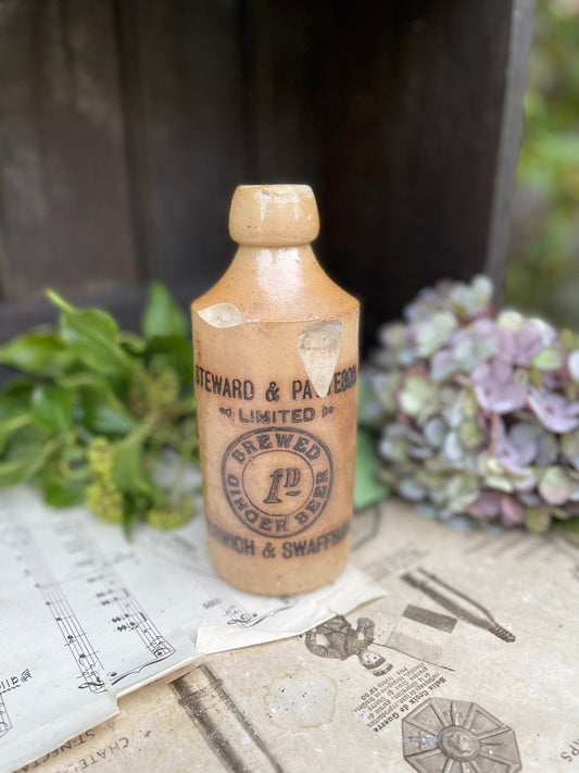 Antique Stoneware Steward and Patteson Ginger Beer Bottle / Norwich and Swaffham