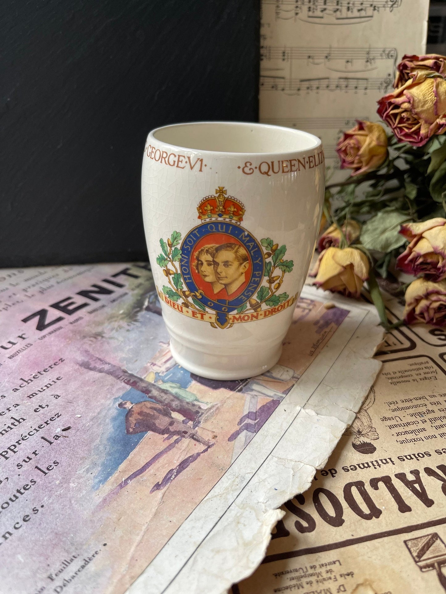 George VI Commemorative Coronation Mug / Beaker 1937 by Newhall Pottery, Staffordshire, Official Design of the Pottery Manufacturers