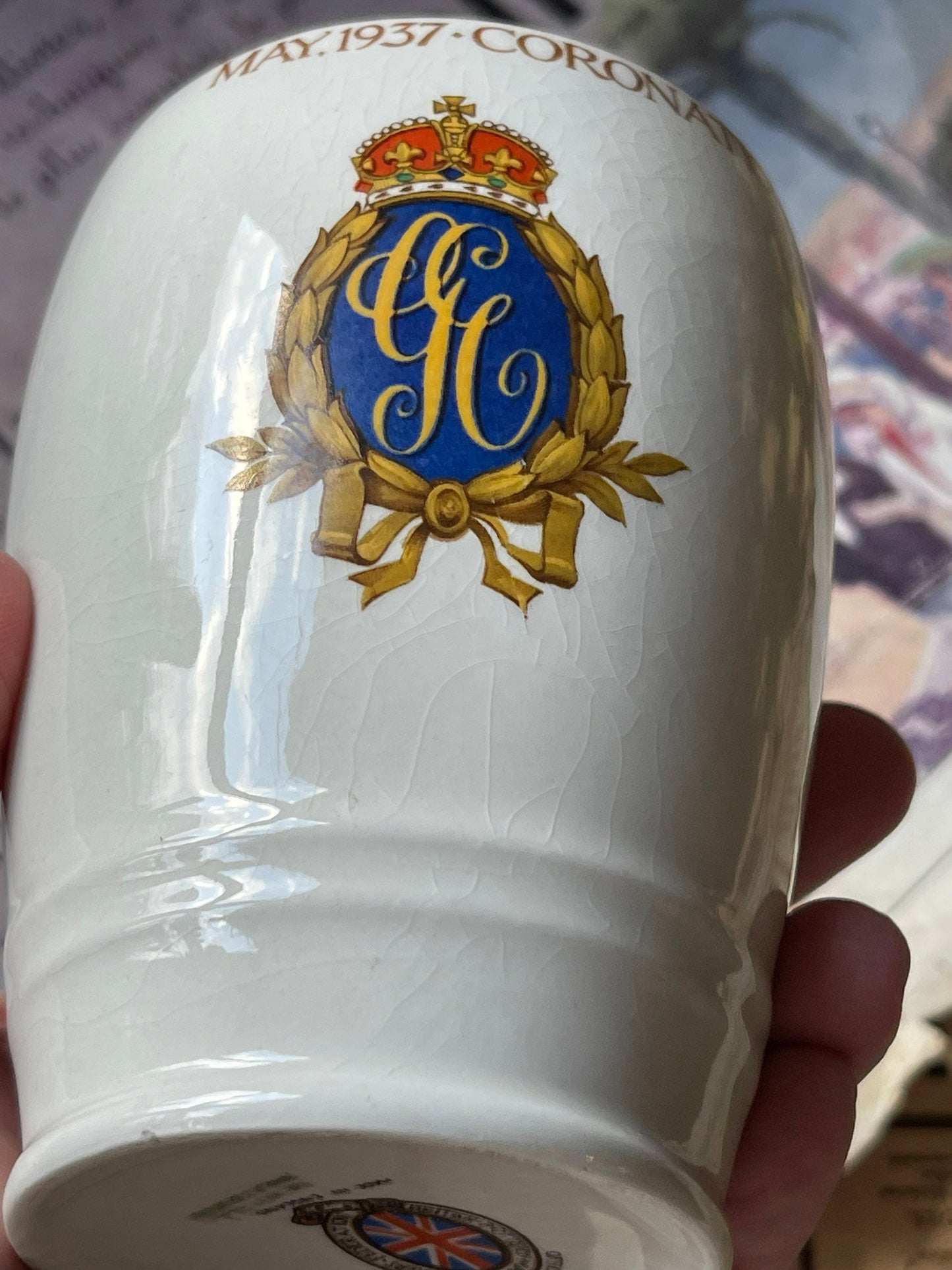 George VI Commemorative Coronation Mug / Beaker 1937 by Newhall Pottery, Staffordshire, Official Design of the Pottery Manufacturers