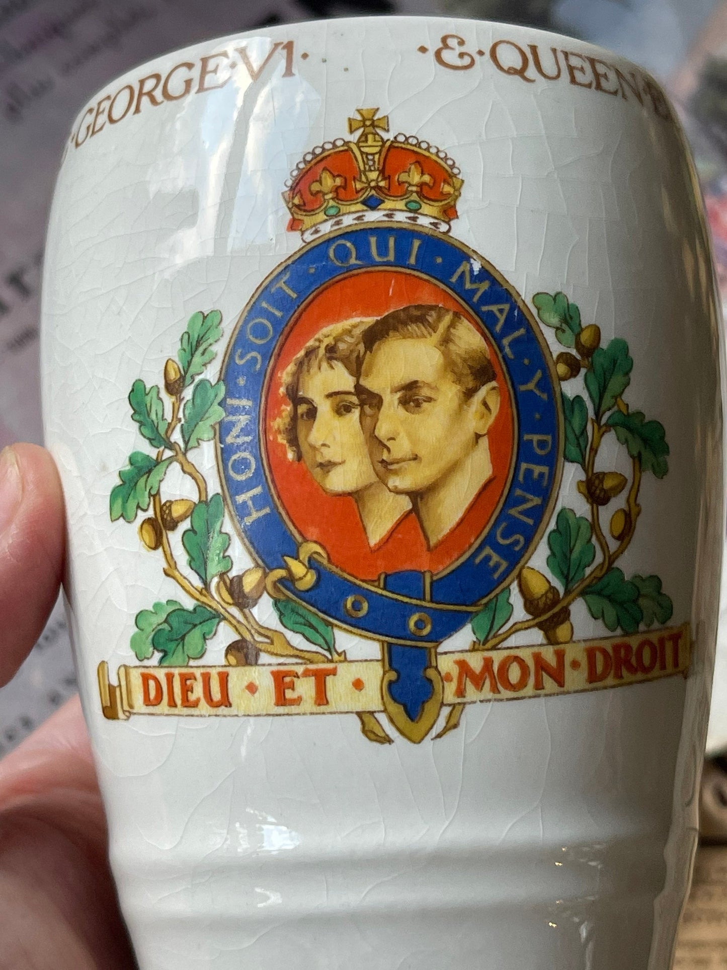 George VI Commemorative Coronation Mug / Beaker 1937 by Newhall Pottery, Staffordshire, Official Design of the Pottery Manufacturers