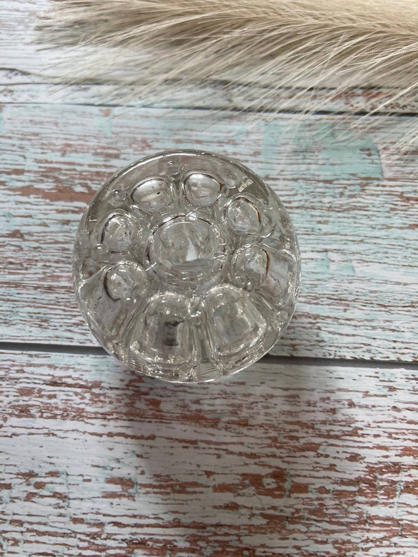 Vintage French Clear Glass Domed Flower Frog made by Reims