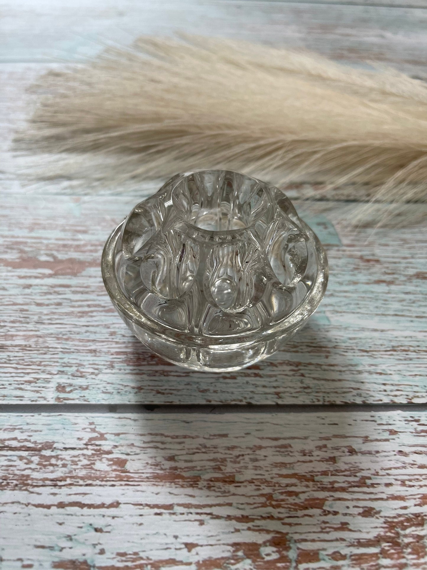 Vintage French Clear Glass Domed Flower Frog made by Reims