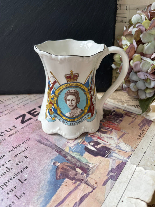 English Bone China  Silver Jubilee Commemorative Mug to Celebrate 25 Years of Queen Elizabeth II