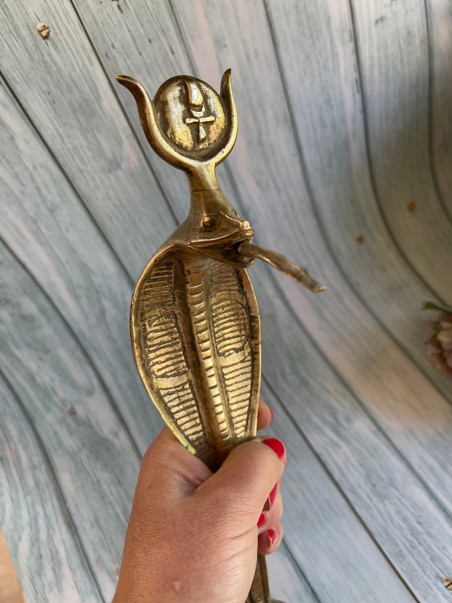 Vintage Solid Brass Hissing Cobra Statue