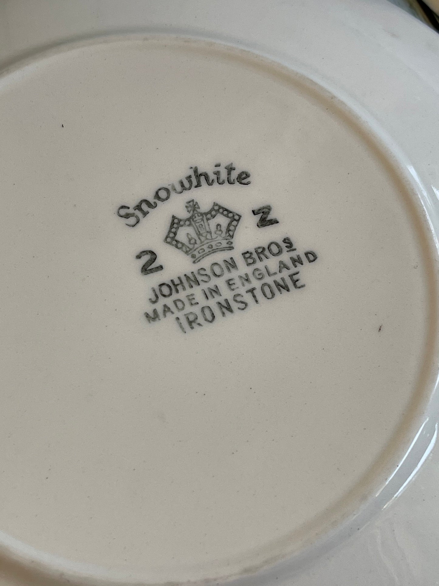 Pair of Johnson Bros Snowhite Ironstone Vintage Plates