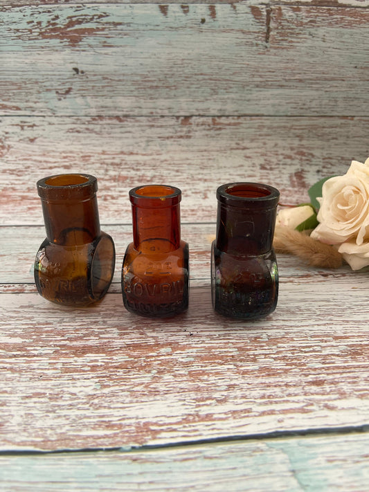 Trio of 2oz Antique Bovril Jars