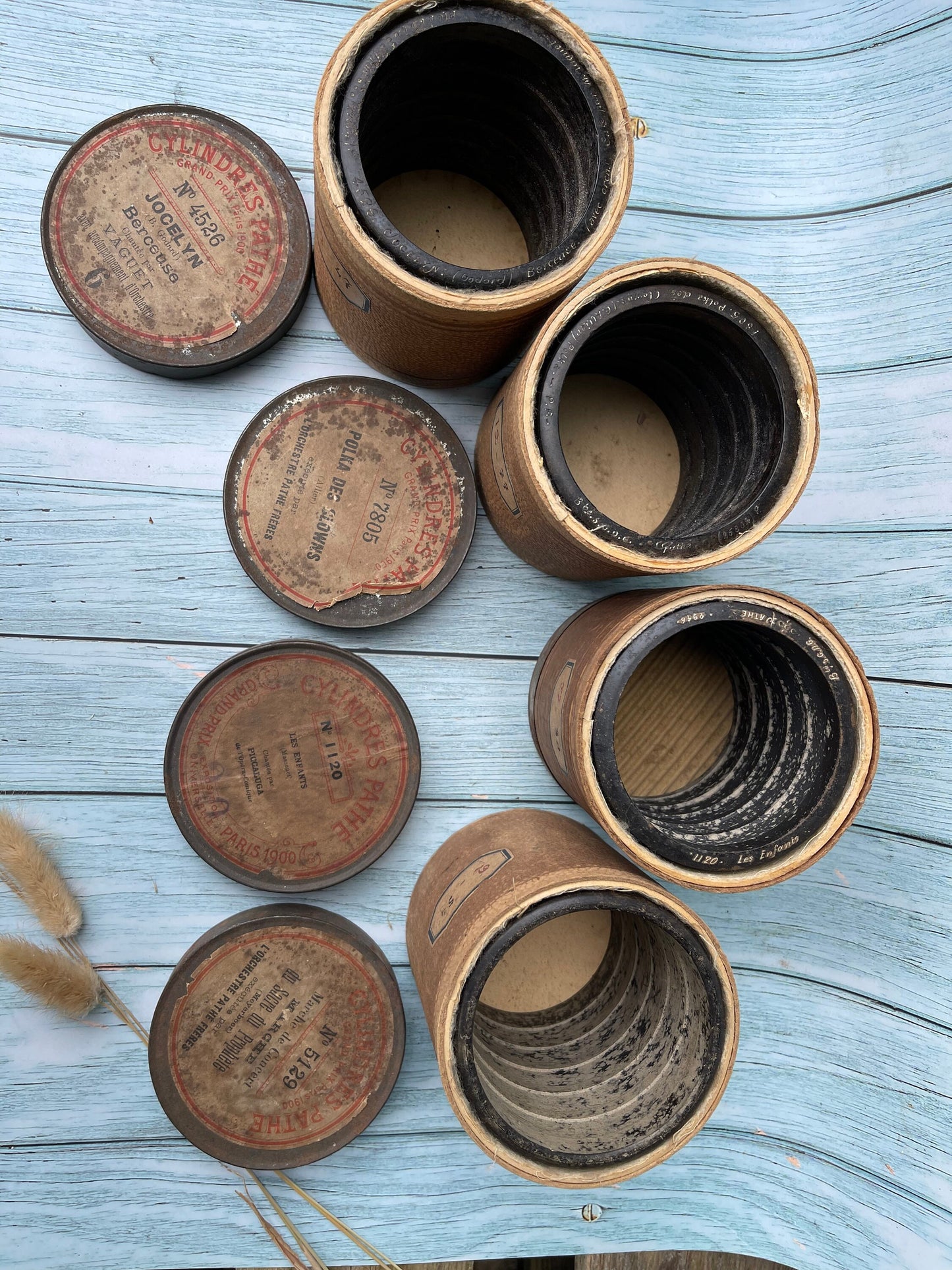 1950’s French Pathé Film Canisters / Vintage Movie Memorabilia