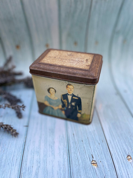 Twining Coronation Tea Caddy Tin Made in 1953 for the Coronation of Queen Elizabeth II by R Twining & Co Ltd