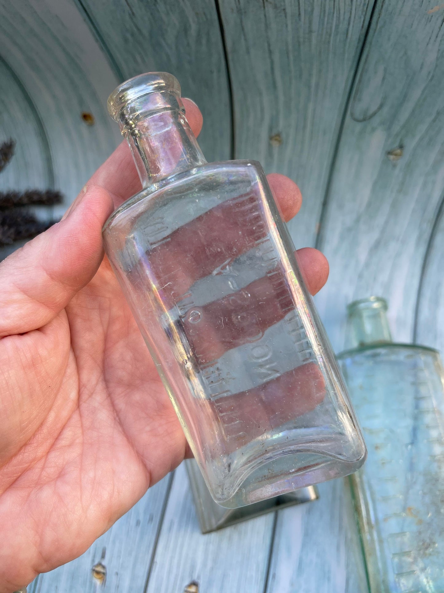 Three Vintage Clear Medicine Bottles with Teaspoon and Tablespoon Measures