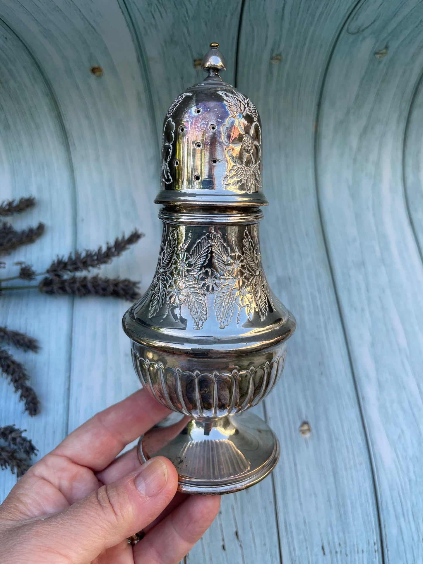 Vintage Etched Design Silver Plated Sugar Sifter