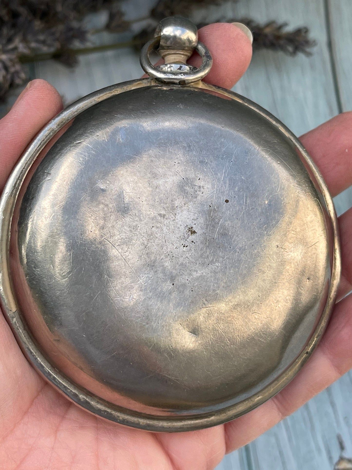 Antique French Circular Silver Metal Hand Warmer by  J.G. - Solid, Heats in Boiling Water, With Hanging Loop