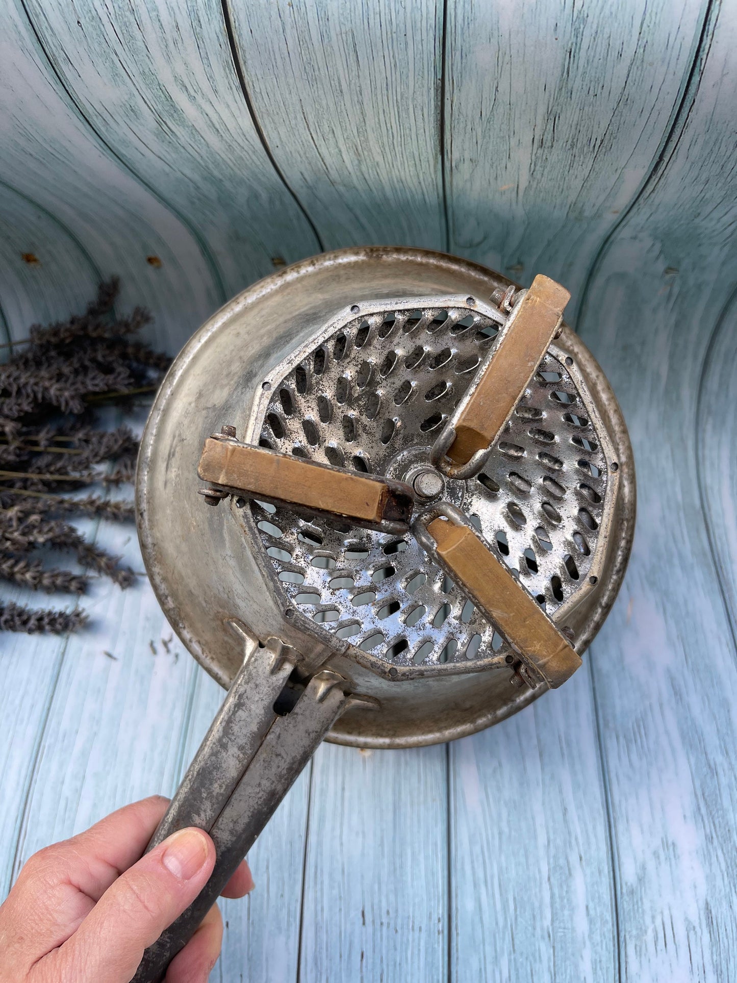 French Mouli Mill Legume Grater / Mechanical Vegetable Mill in Tempered Steel Vintage 1940's Kitchen Utensil/ Culinary Accessory