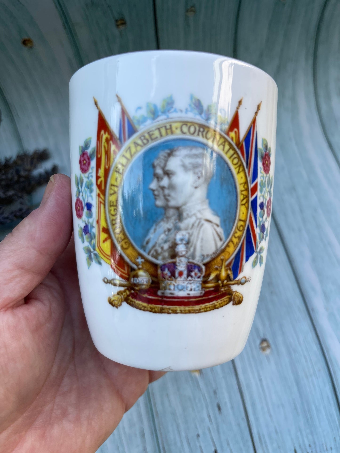 Royal Doulton Fine Bone China British Royal Commemorative Mug/Beaker - King George VI and Queen Elizabeth, 12th May 1937