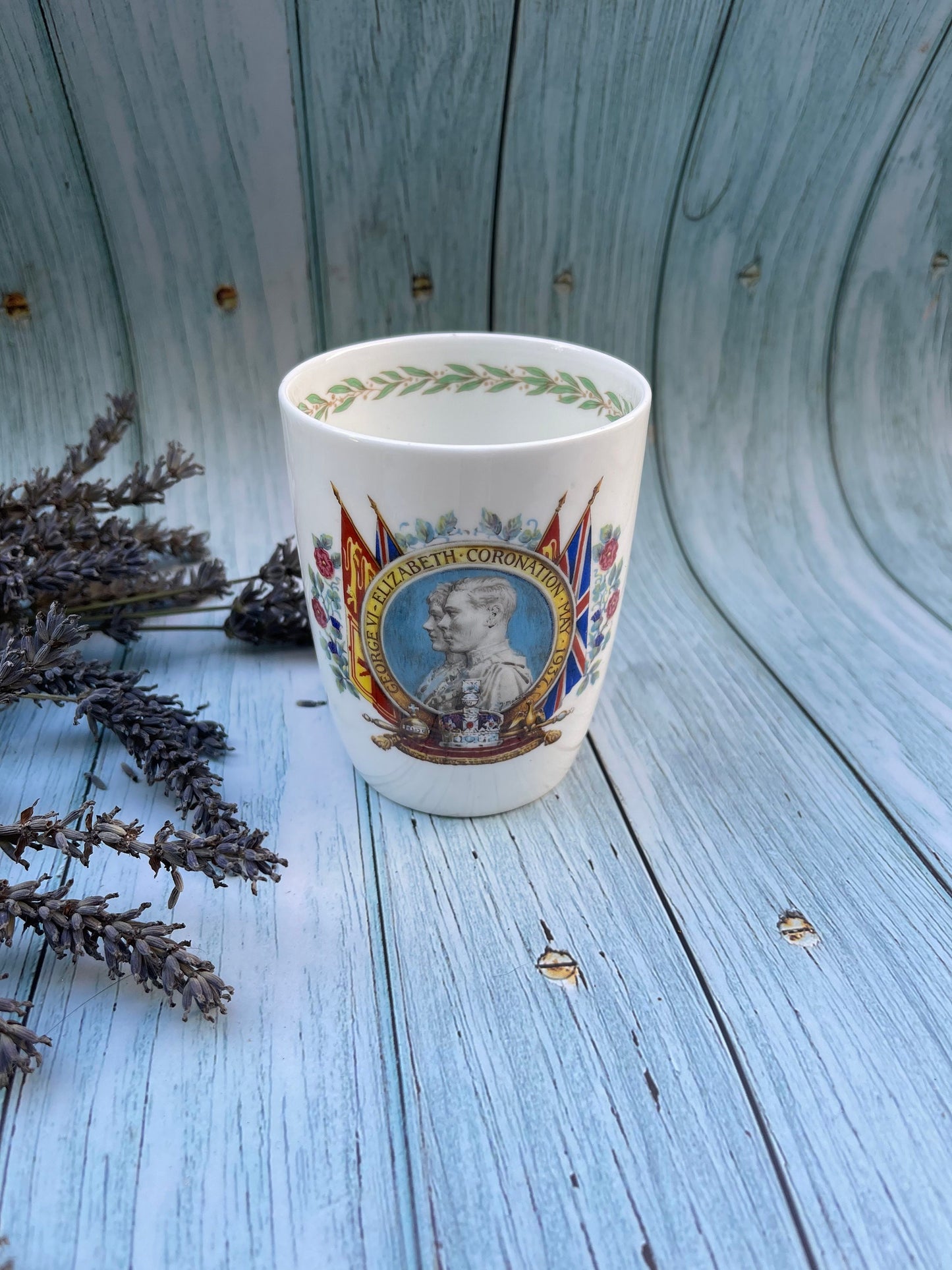 Royal Doulton Fine Bone China British Royal Commemorative Mug/Beaker - King George VI and Queen Elizabeth, 12th May 1937