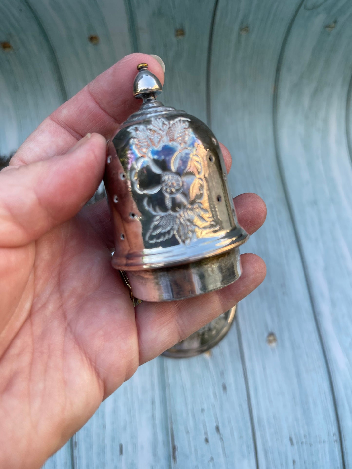 Vintage Etched Design Silver Plated Sugar Sifter