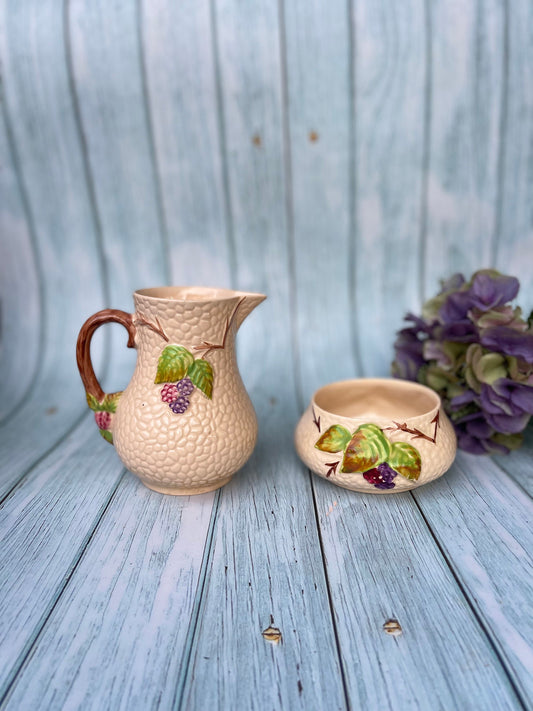 Vintage Wade Bramble Sugar Bowl and Milk / Cream Jug