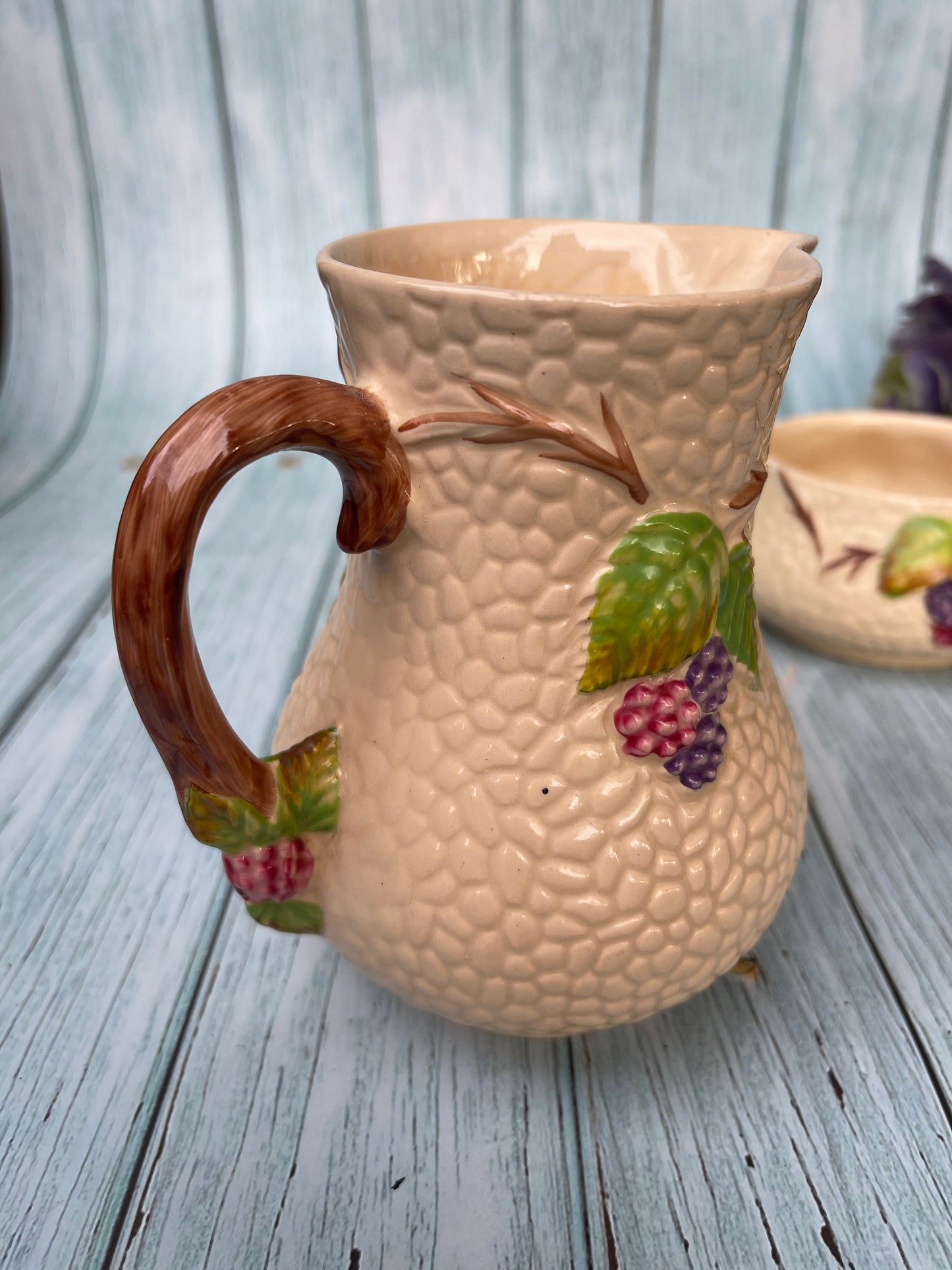 Vintage Wade Bramble Sugar Bowl and Milk / Cream Jug