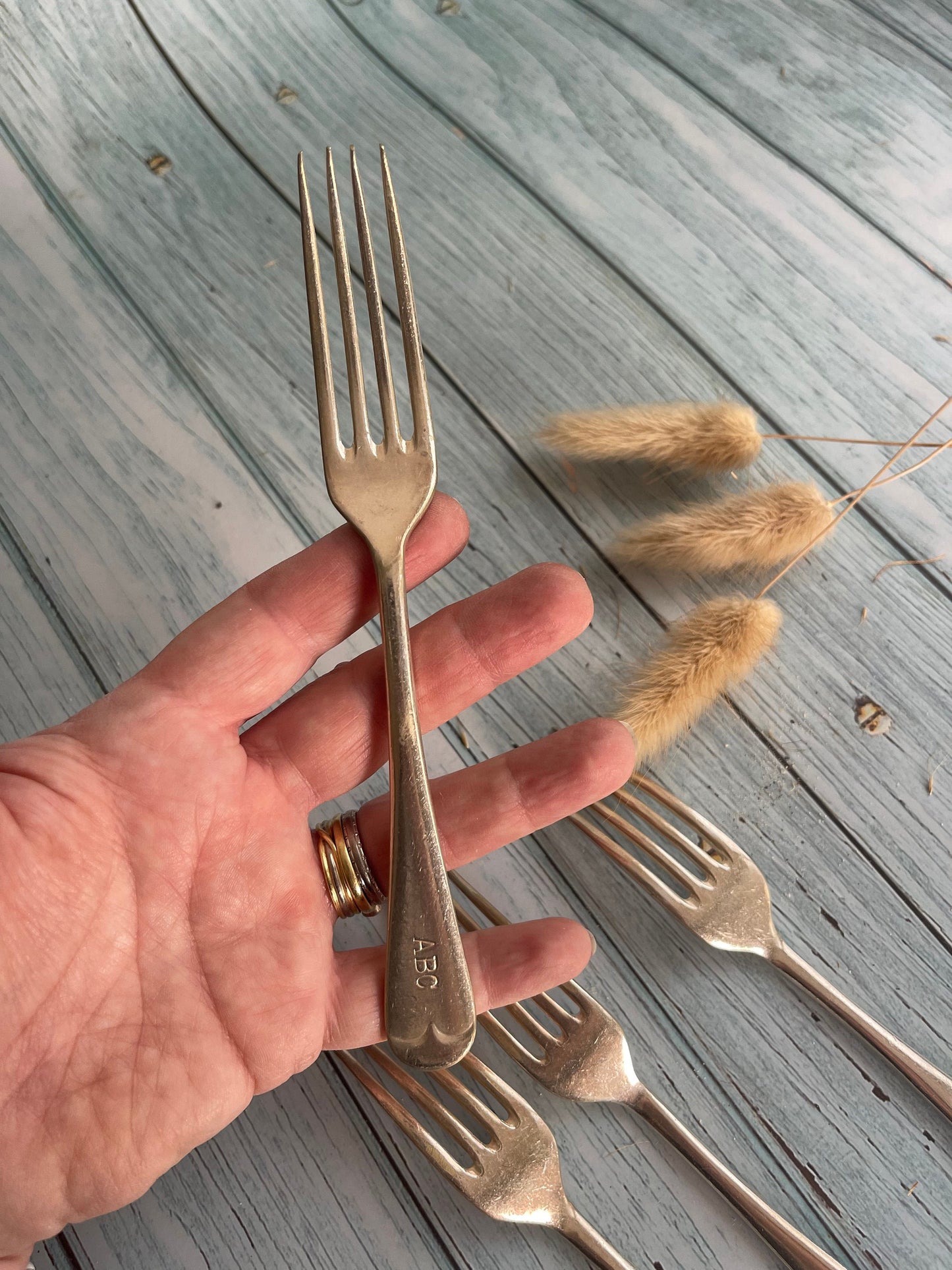 Set of Four EPNS Silver Plated Child’s ABC Nursery Forks