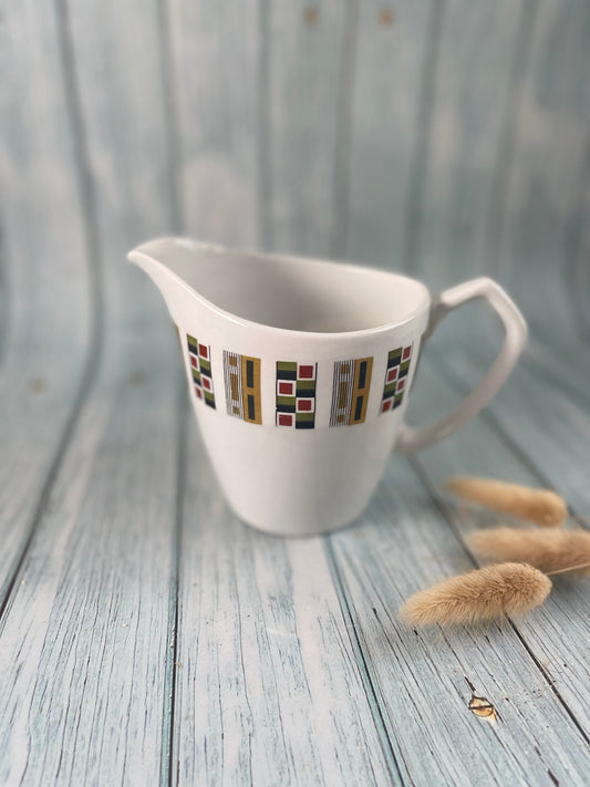 Vintage Alfred Meakin Ironstone Milk Jug: 1960s Retro Geometric Pitcher