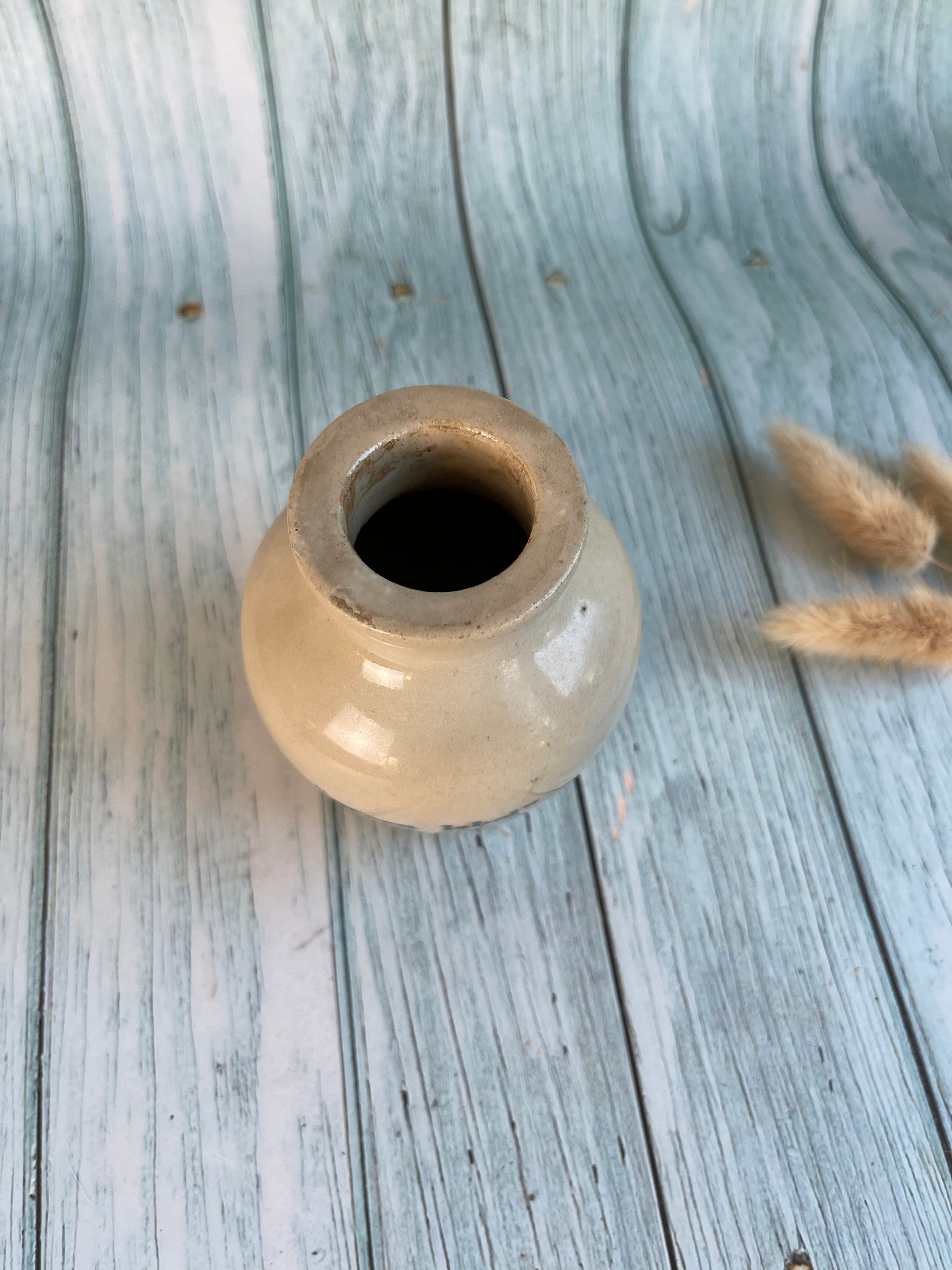 Vintage Stoneware Green Label Curry Paste Jar by J A Sharwood & Co Ltd with Original Cork Stopper