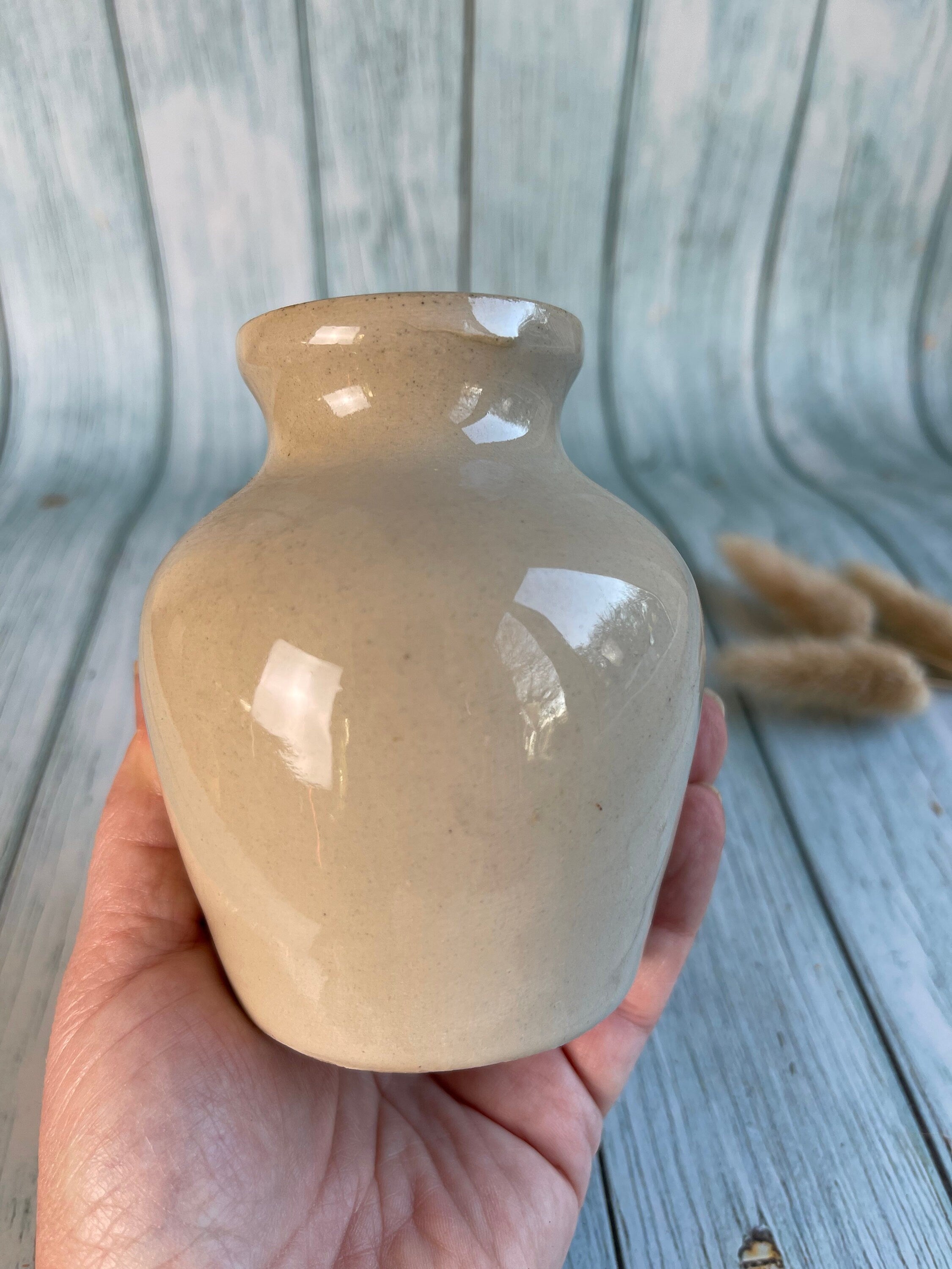 Vintage Stoneware Green Label Curry Paste Jar by J A Sharwood & Co Ltd with Original Cork Stopper