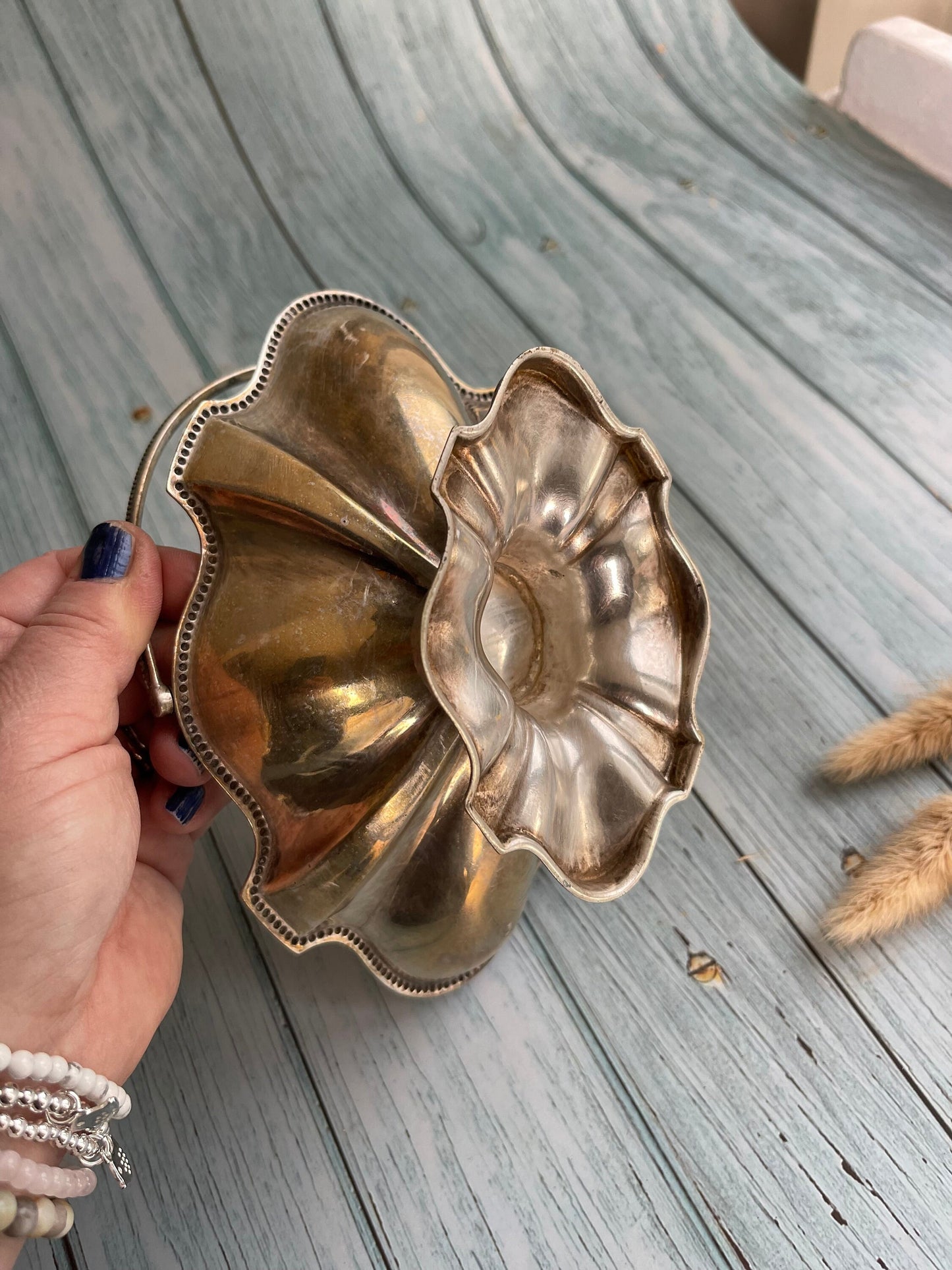 Antique Silver Plated Basket Bonbon Dish