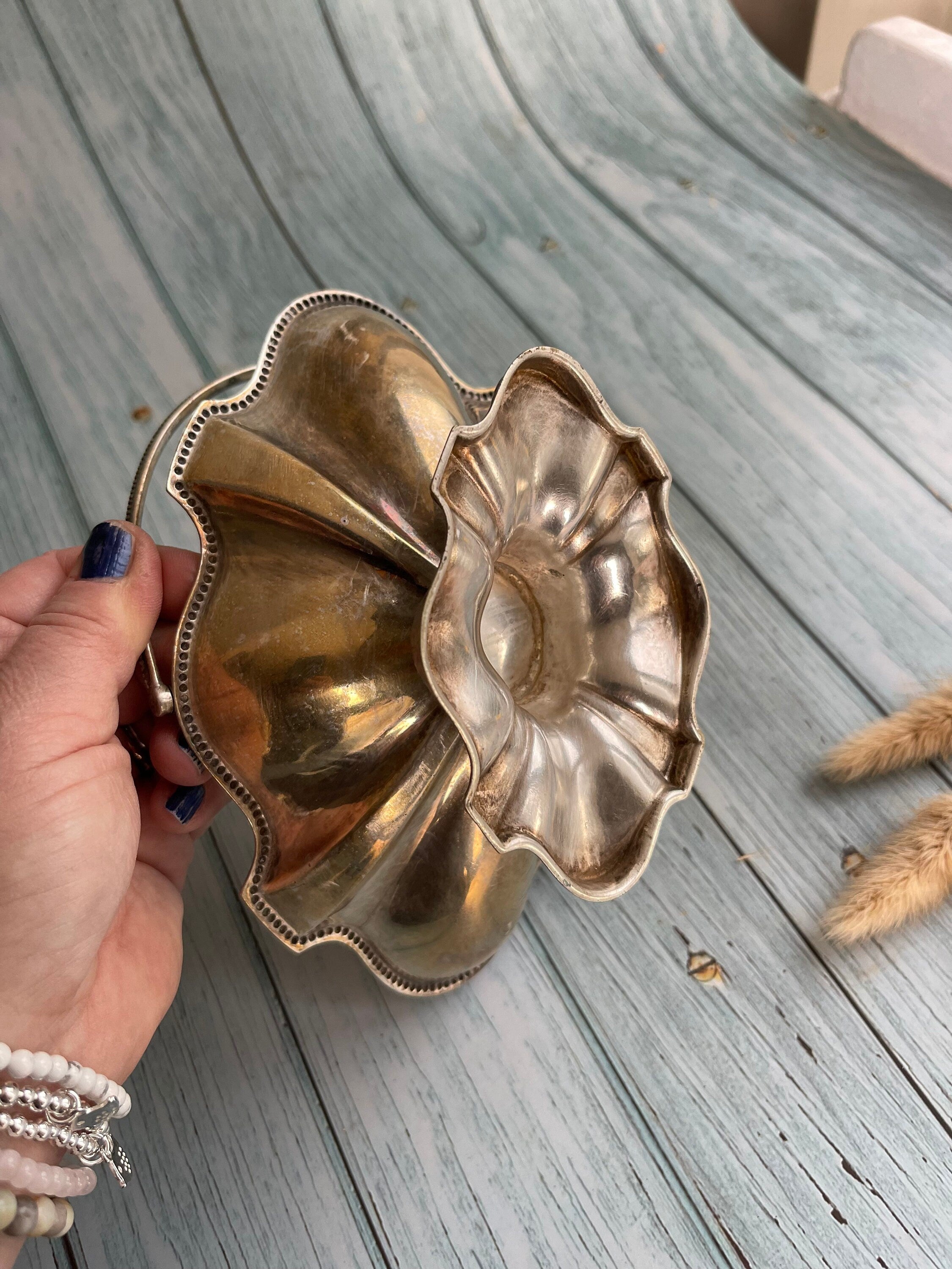 Antique Silver Plated Basket Bonbon Dish