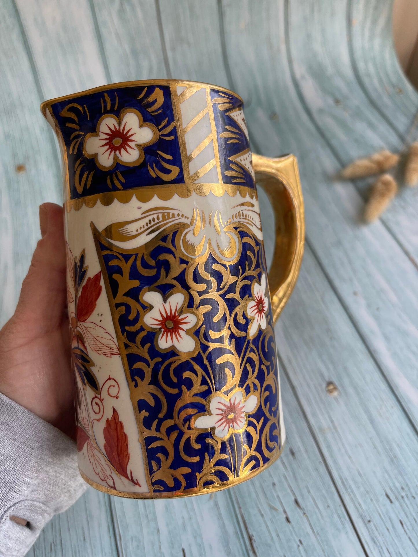 Antique Hand Painted Imari Style Jug or Vase