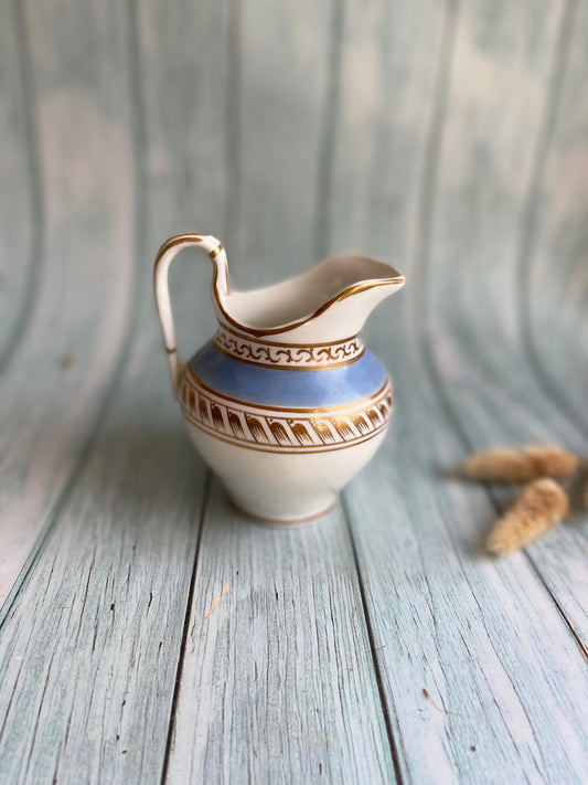 Very Pretty Antique Blue, White and Gold Creamer / Cream Jug