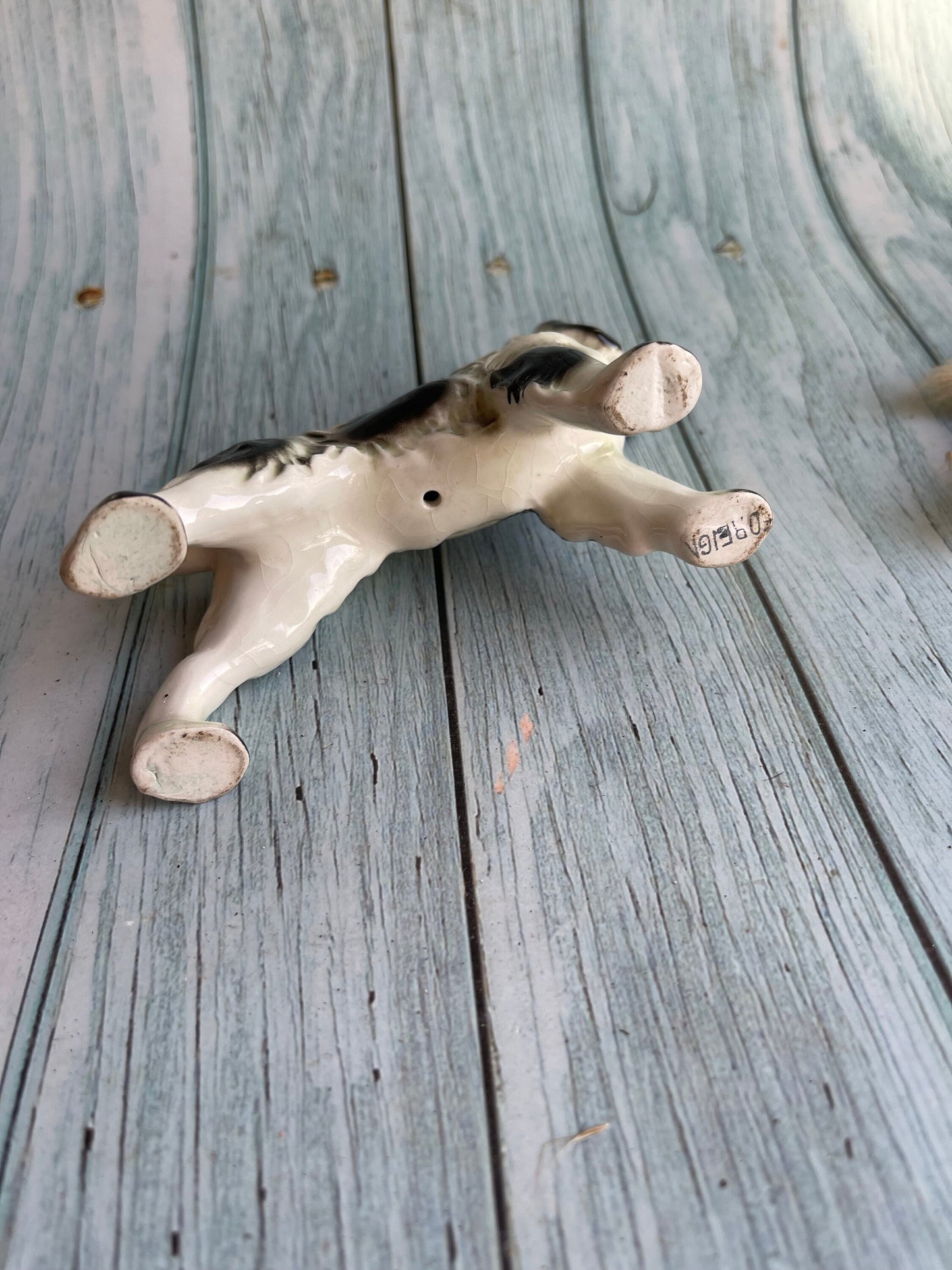 Vintage 1950s Dog Figurine Black and White English Setter or English Springer Spaniel