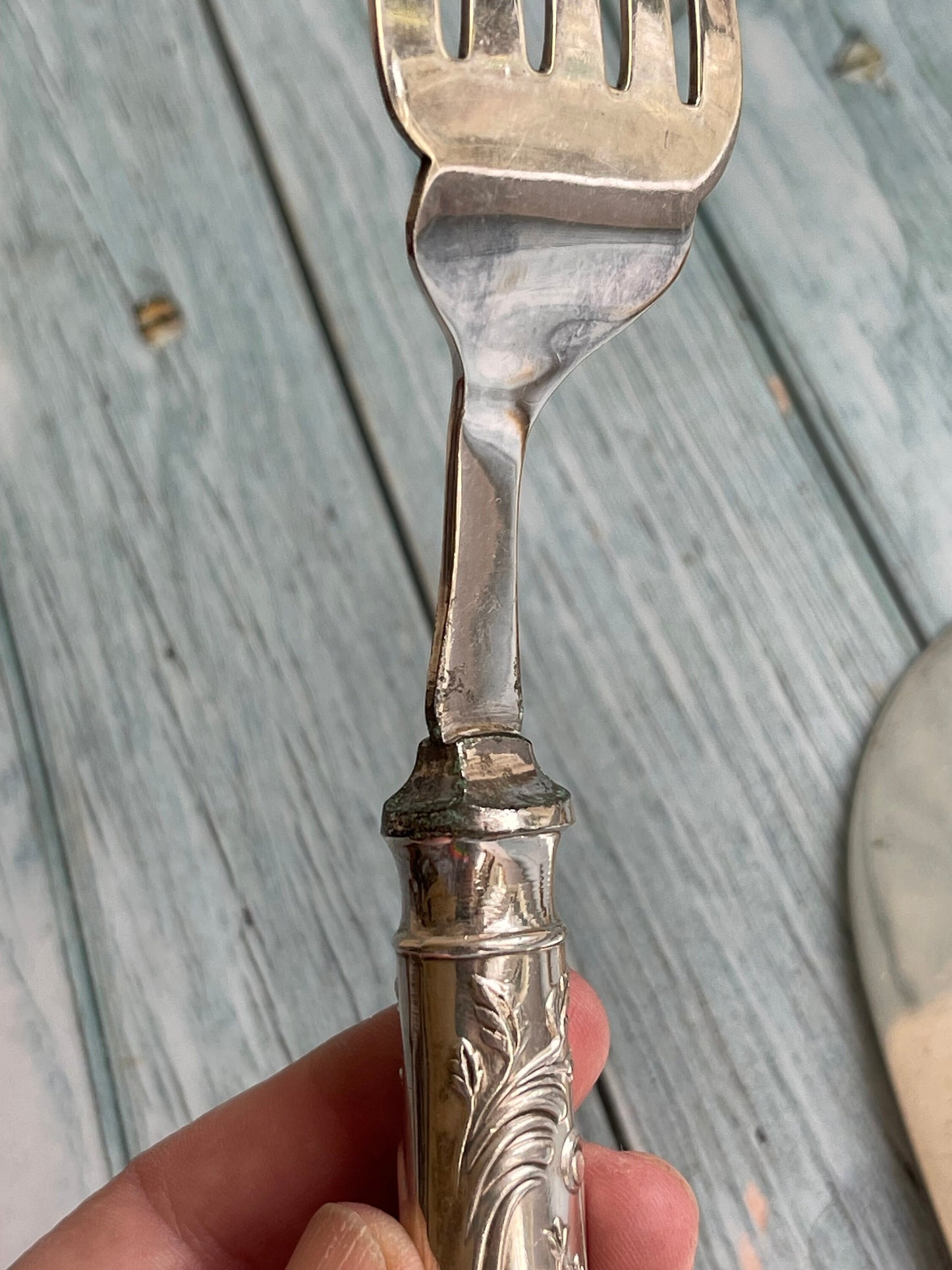 Vintage Ornate Silver Plate Fish Servers / Large Filleting Knife and Large Five Prong Fork