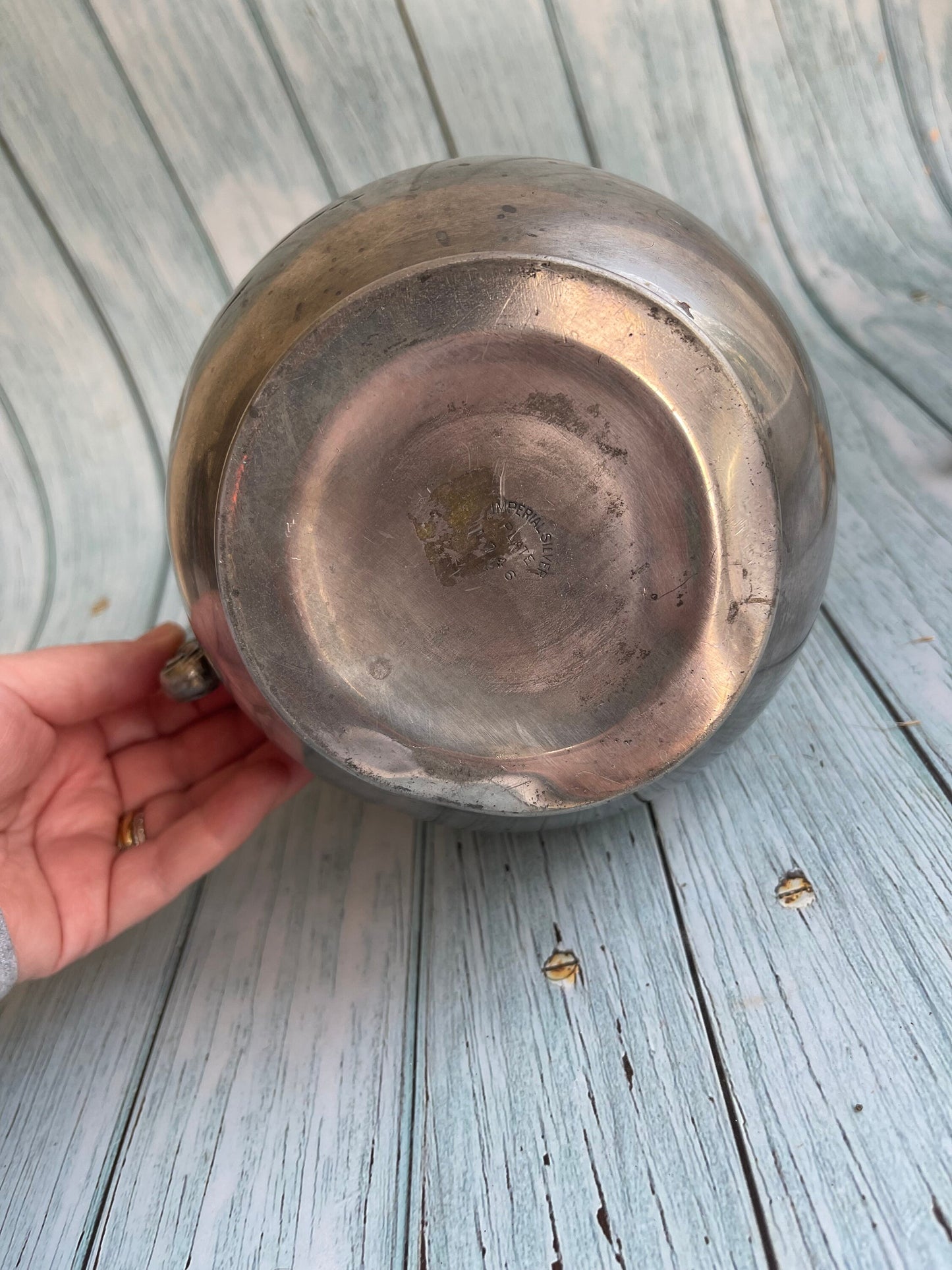 Antique Imperial Silver Plate 1746 Jug with Flower Detail / Shabby Chic Vase