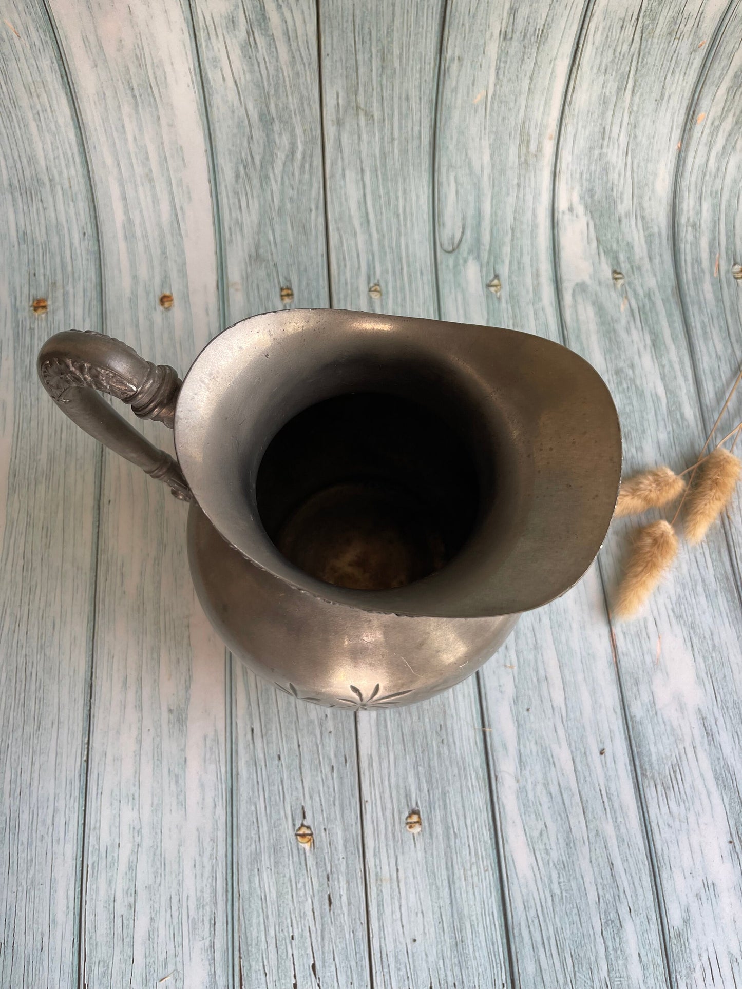 Antique Imperial Silver Plate 1746 Jug with Flower Detail / Shabby Chic Vase