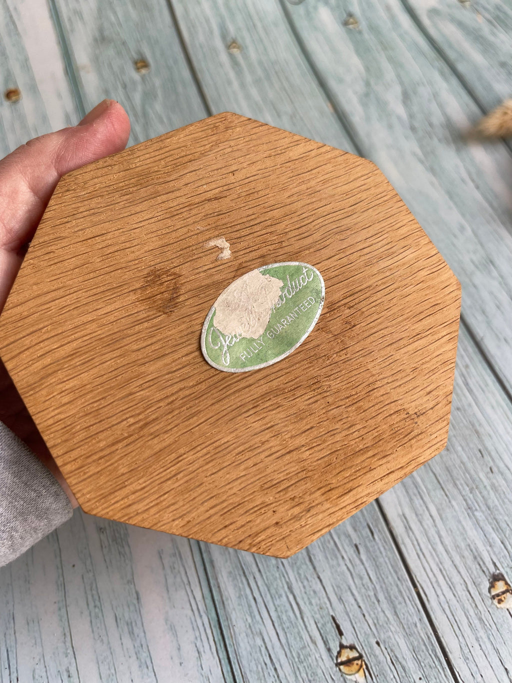 1953 Queen’s Coronation Butter Dish in Hexagonal Wooden Base