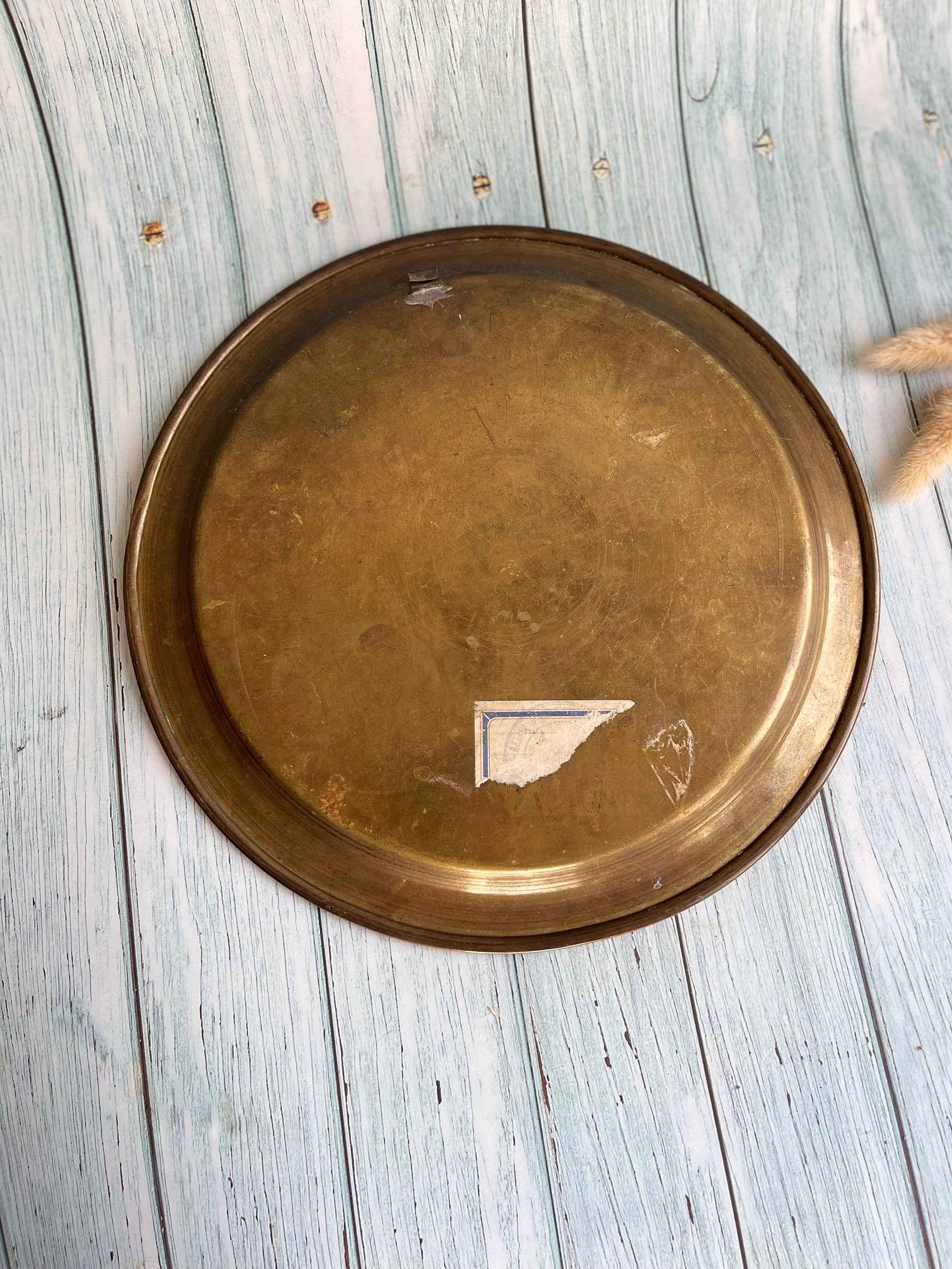 Vintage Etched Moorish Brass Tray /Platter / Plate