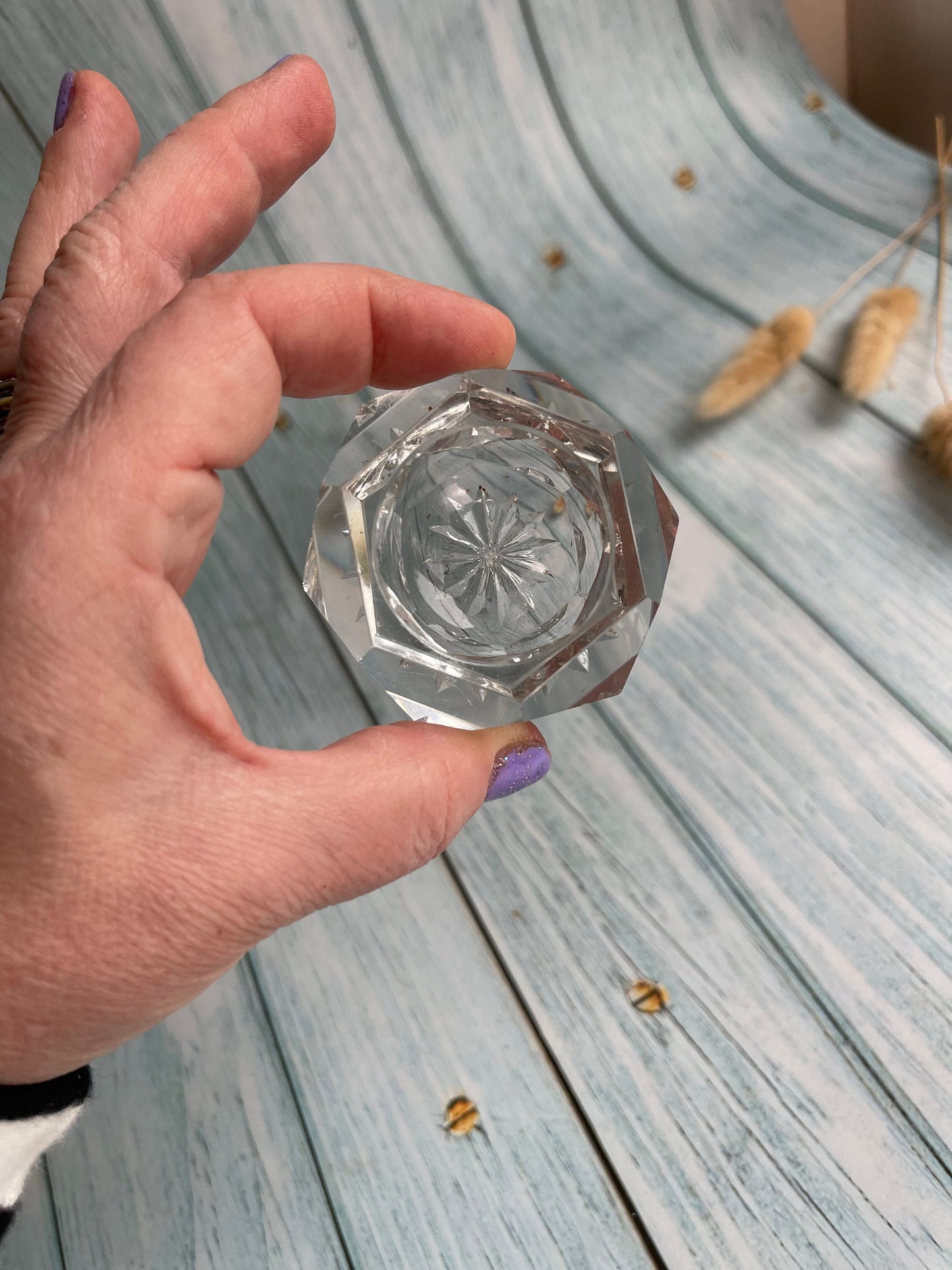 Antique Crystal Glass Pinch Pots Salts / Salt Sellers / Salt and Pepper