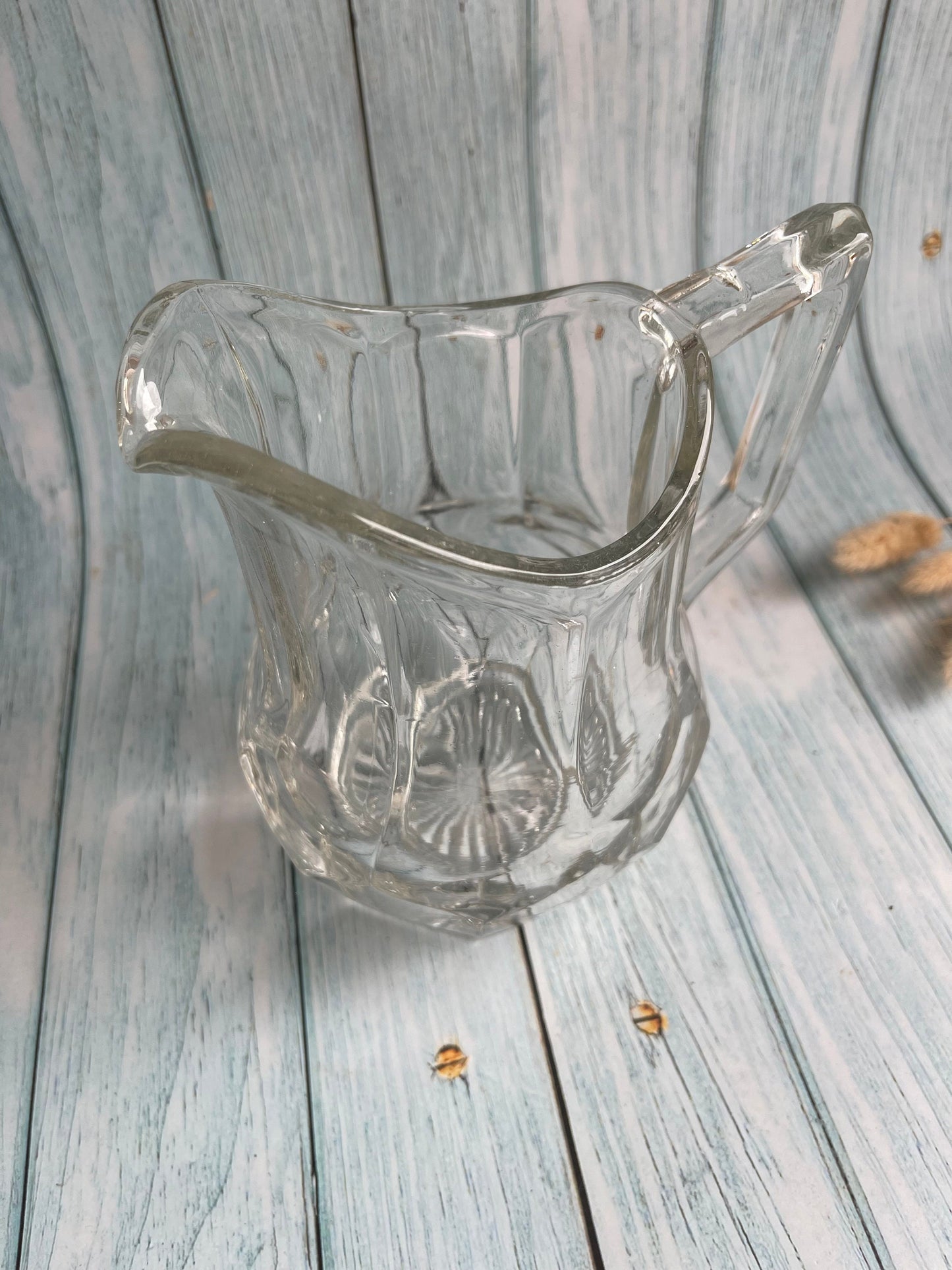 Vintage Clear Glass Art Deco Pitcher or Jug