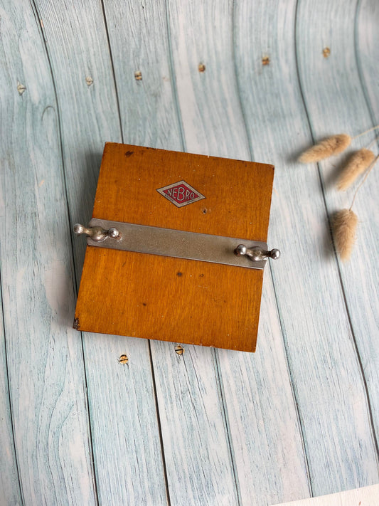 Vintage Wooden Tie Press British Made by Nebro / Square Wooden Press with Wing Screw Closure