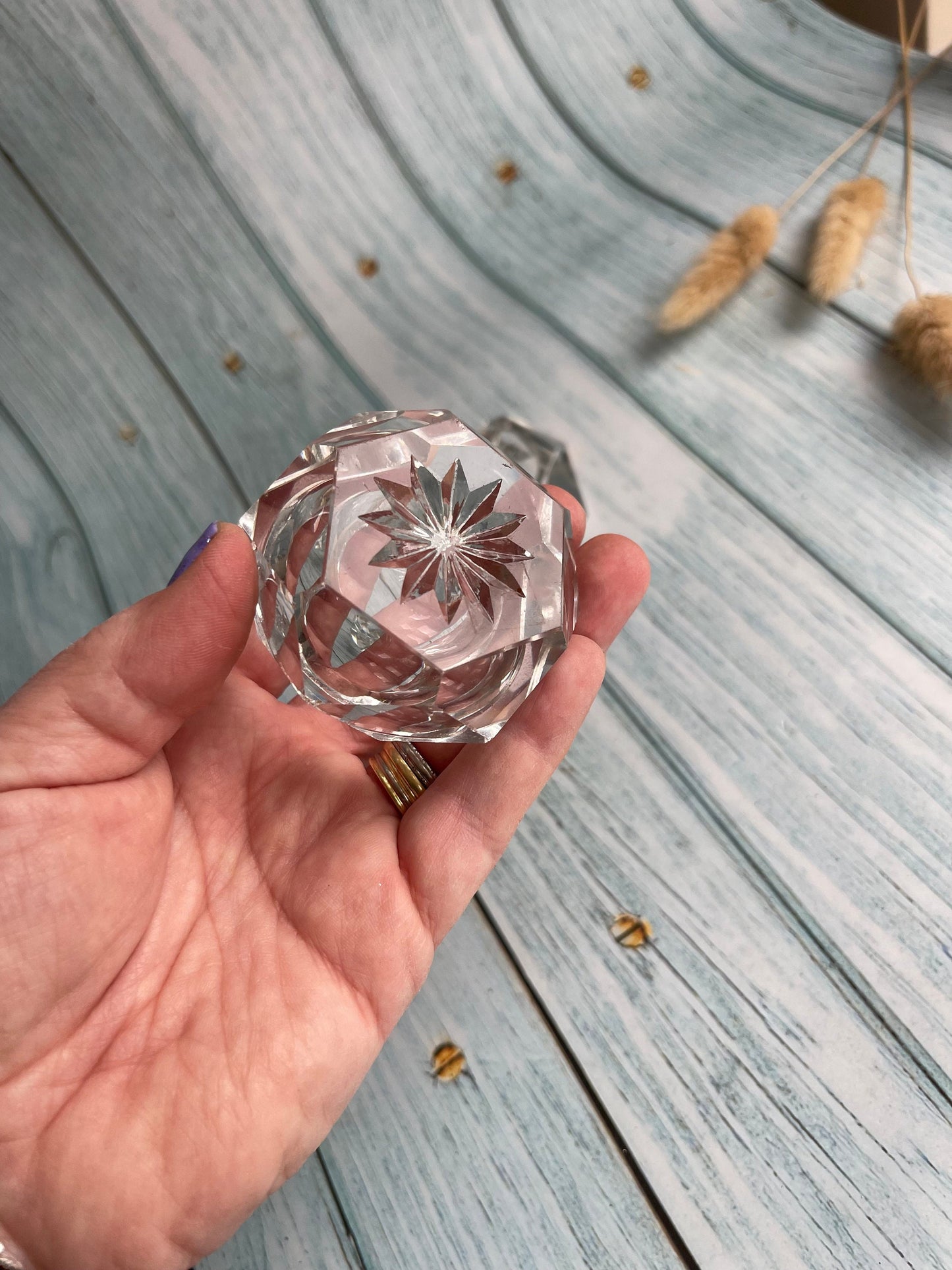 Antique Crystal Glass Pinch Pots Salts / Salt Sellers / Salt and Pepper