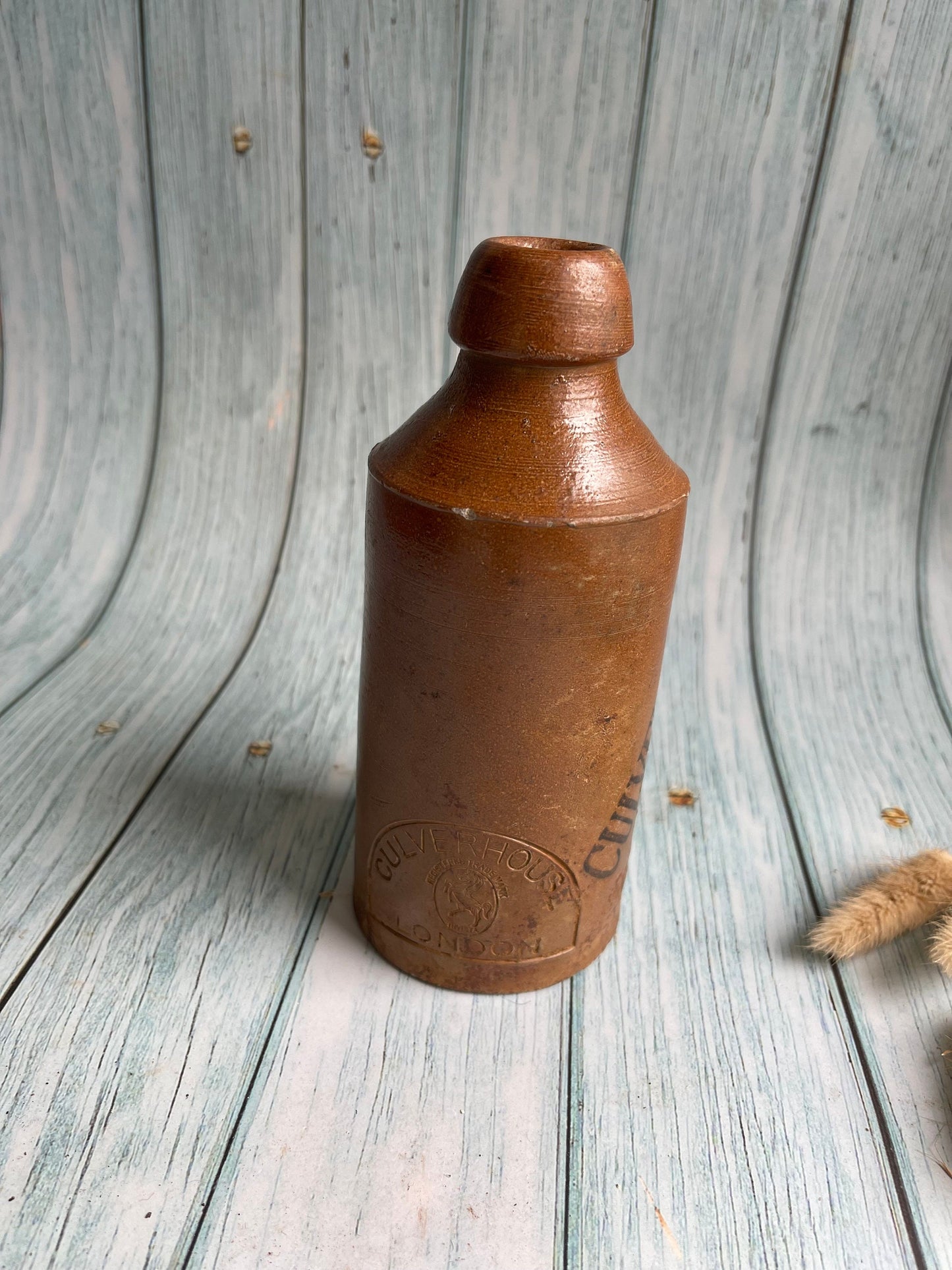 Antique Bourne Denby WCC & Co Corks Branded Culverhouse Stoneware Ginger Beer Bottle