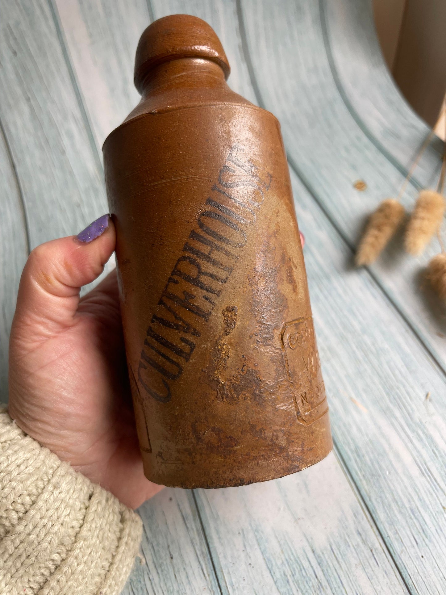 Antique Bourne Denby WCC & Co Corks Branded Culverhouse Stoneware Ginger Beer Bottle