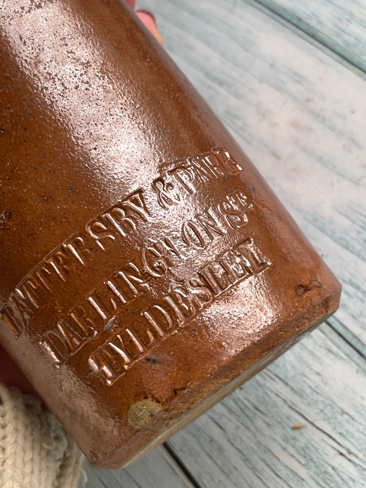 Antique Battersby & Parr Brown Saltglaze Stoneware Bottle, Darlington Street, Tyldesley, Ginger Beer