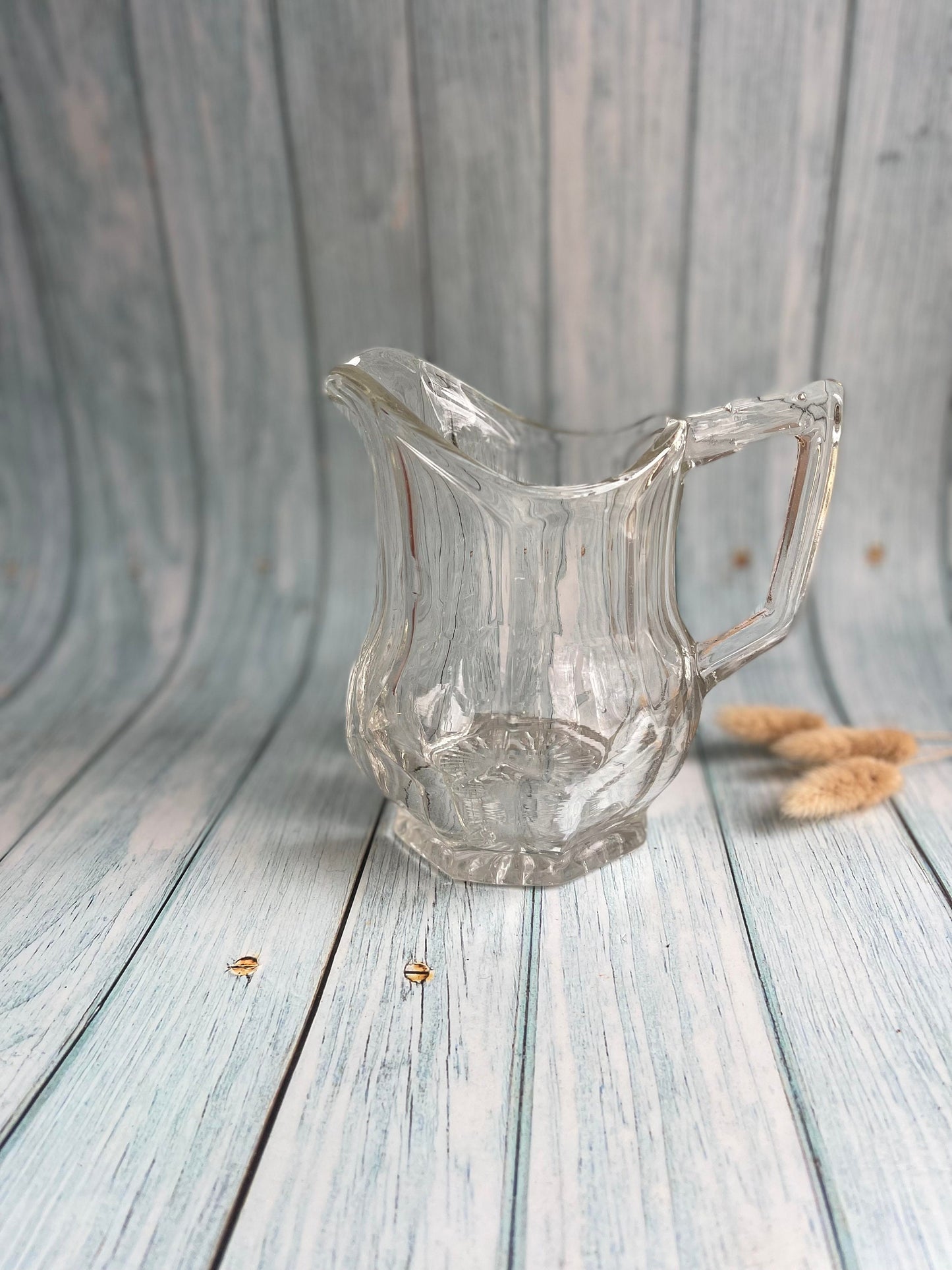 Vintage Clear Glass Art Deco Pitcher or Jug