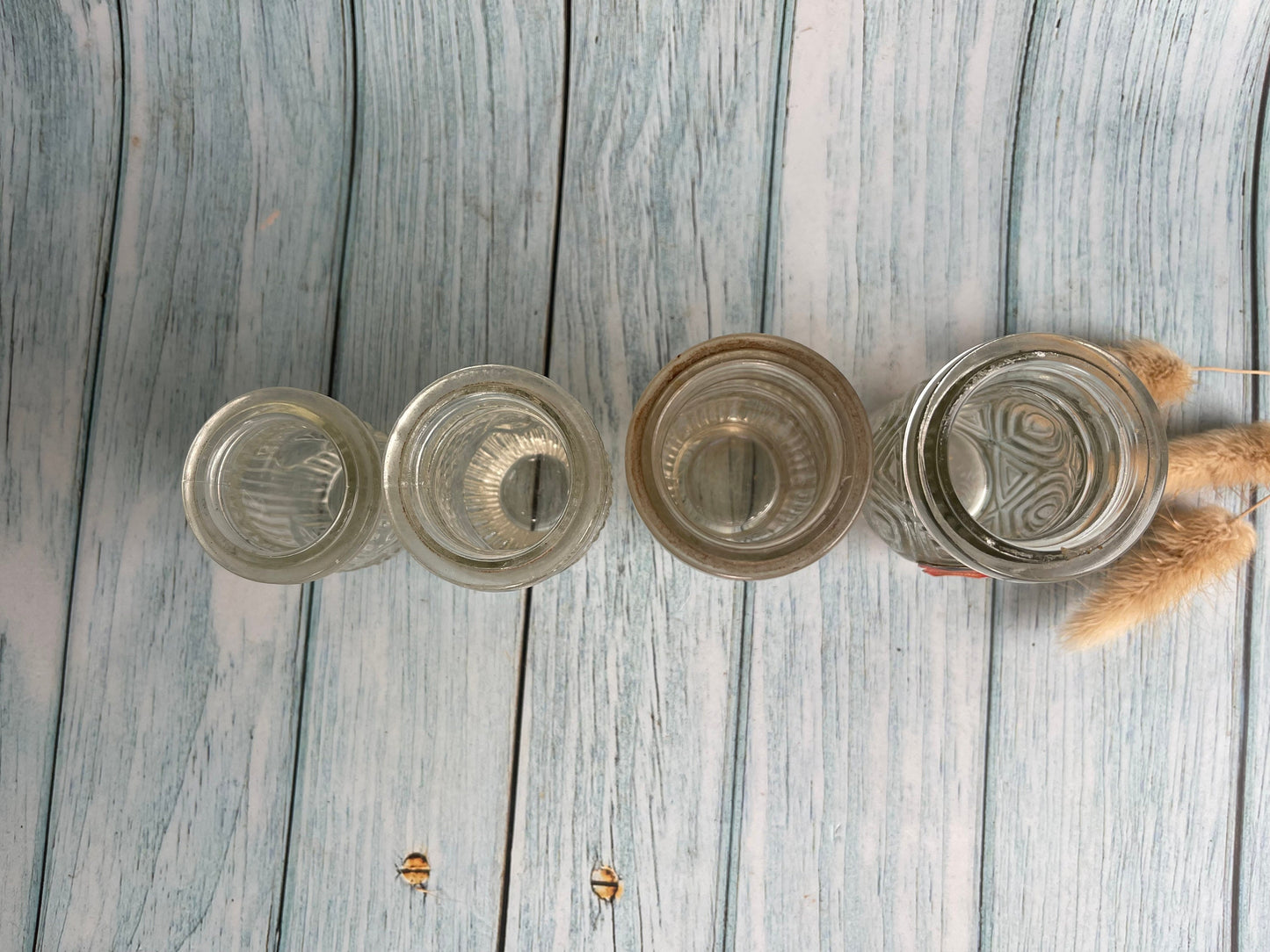 Set of Four Vintage Meat Paste Glass Jars