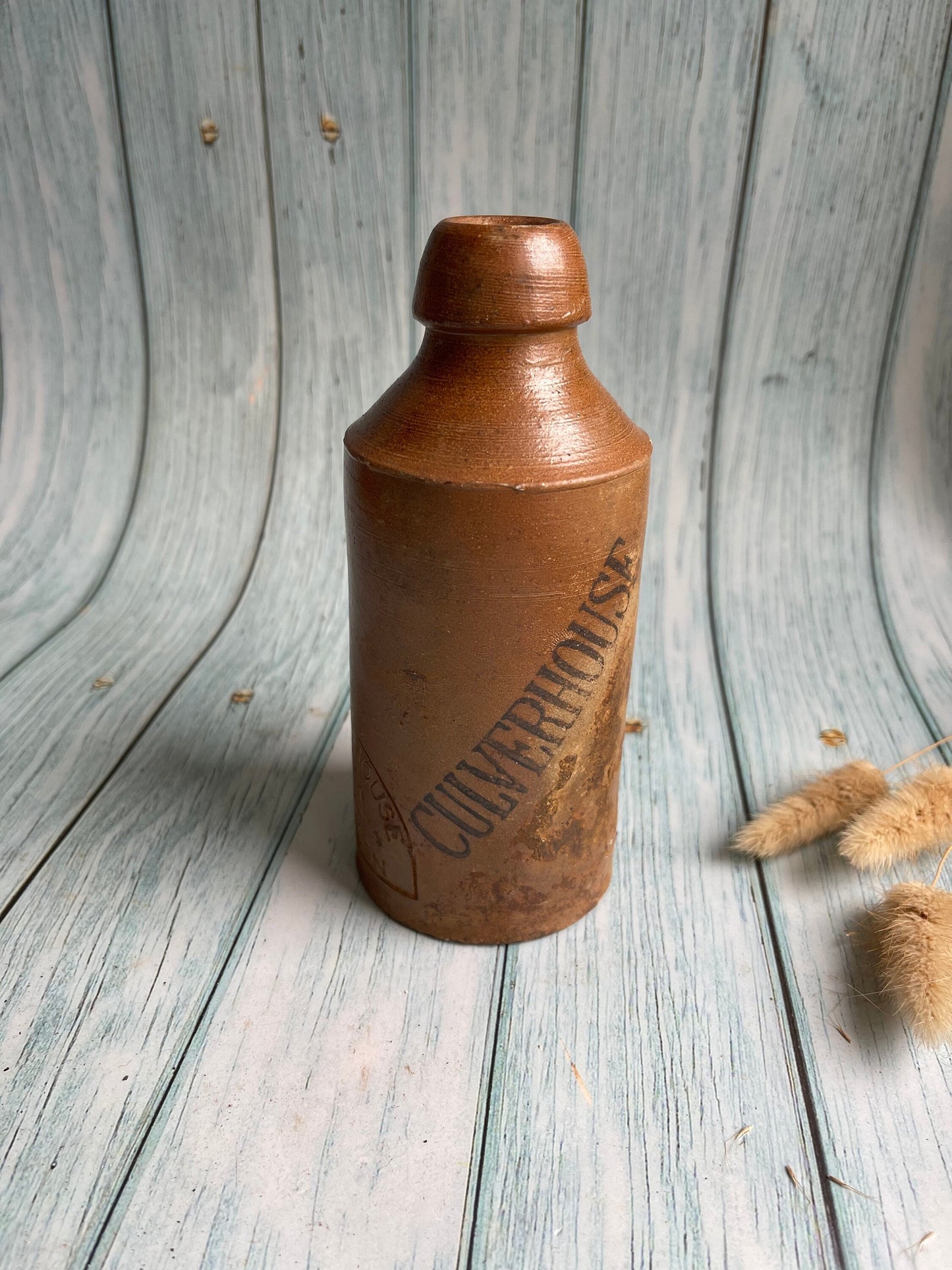 Antique Bourne Denby WCC & Co Corks Branded Culverhouse Stoneware Ginger Beer Bottle